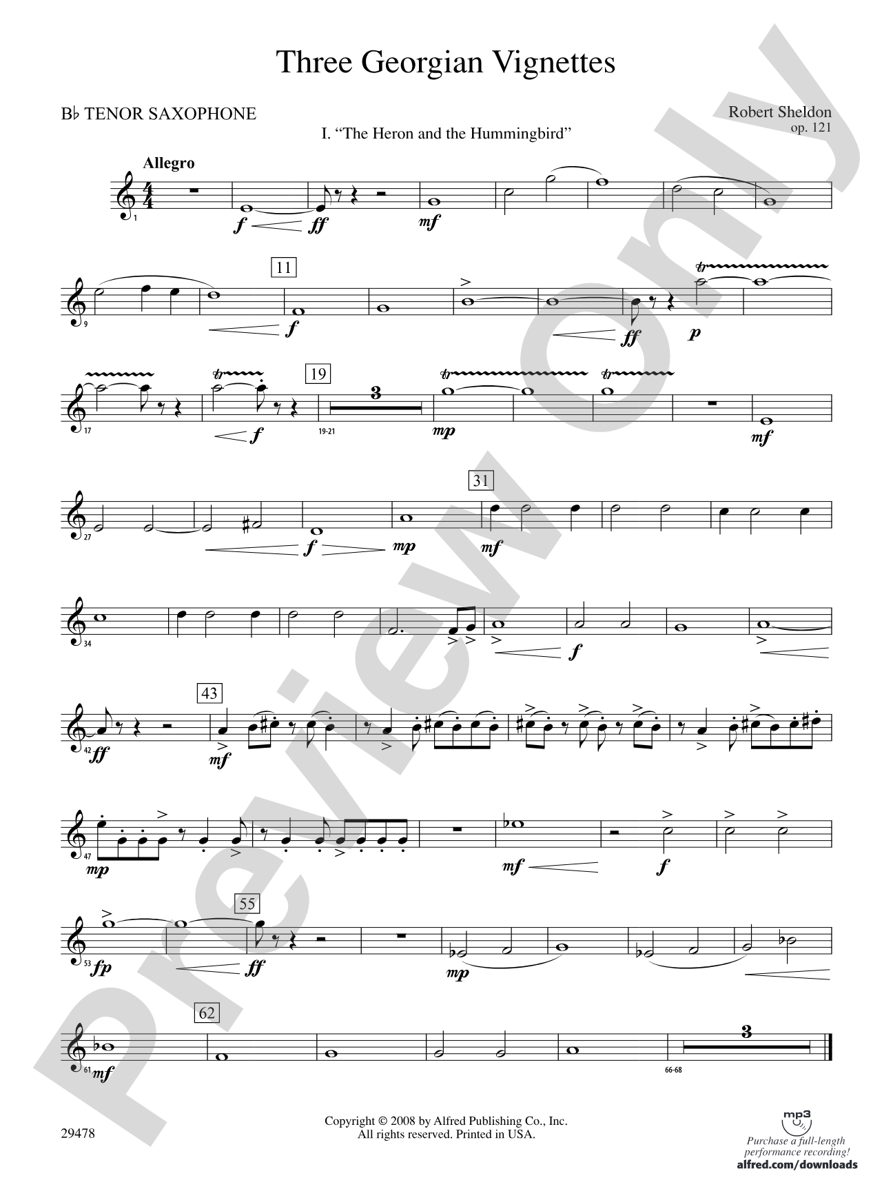Three Georgian Vignettes: B-flat Tenor Saxophone