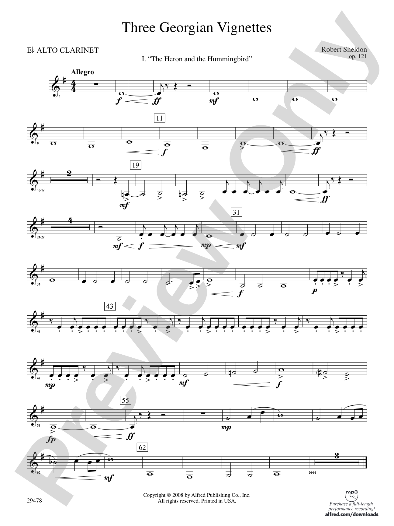 Three Georgian Vignettes: (wp) E-flat Alto Clarinet