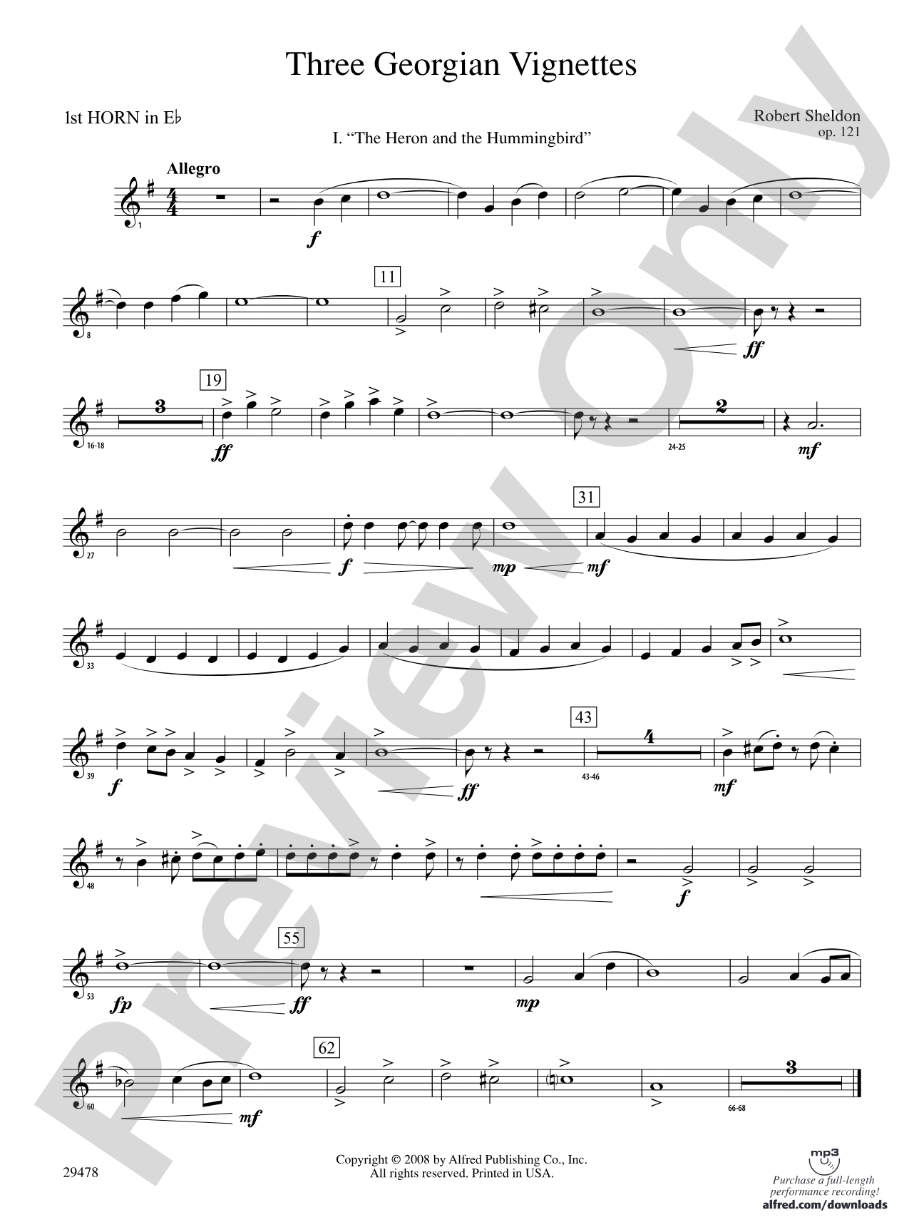 Three Georgian Vignettes: (wp) 1st Horn in E-flat
