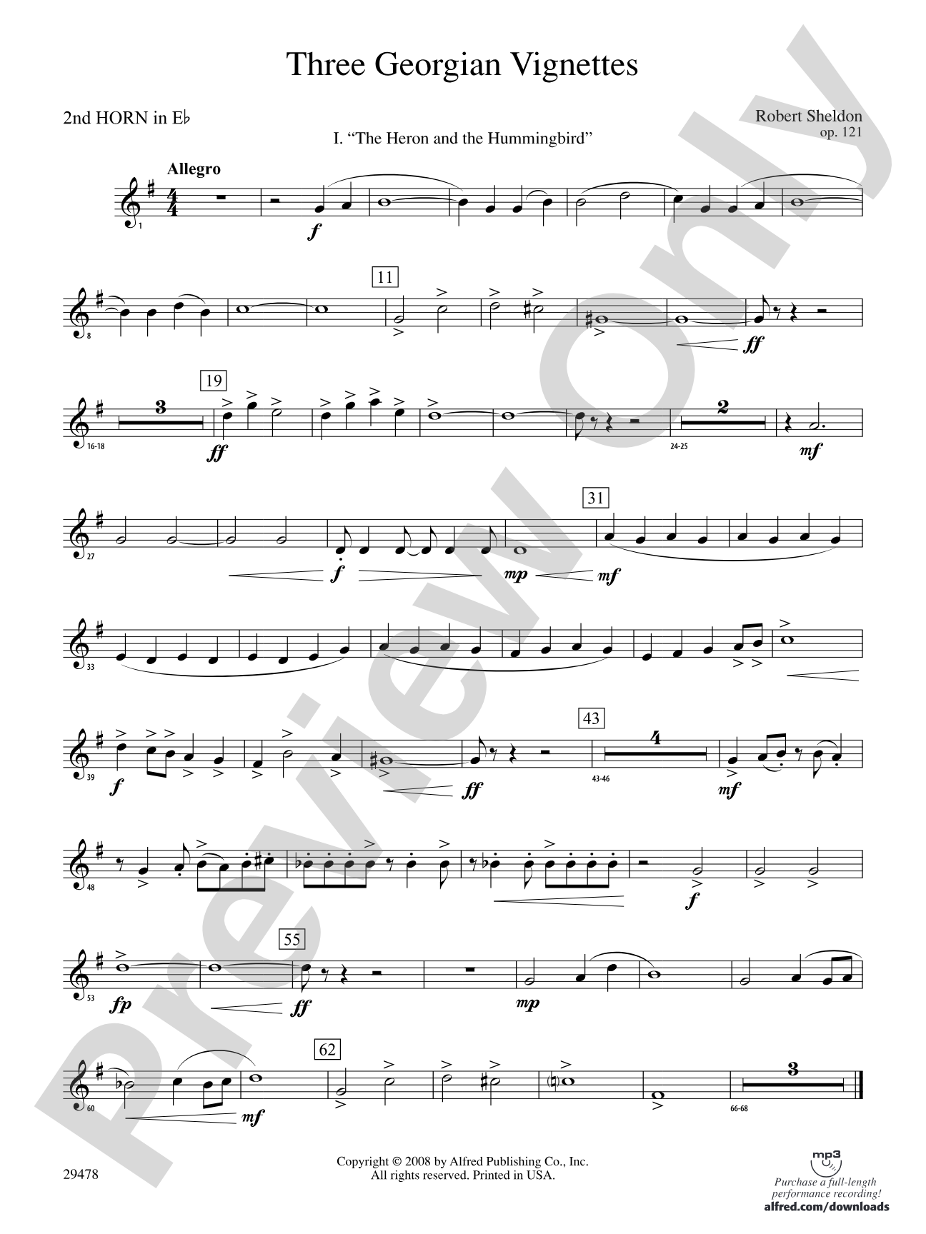 Three Georgian Vignettes: (wp) 2nd Horn in E-flat