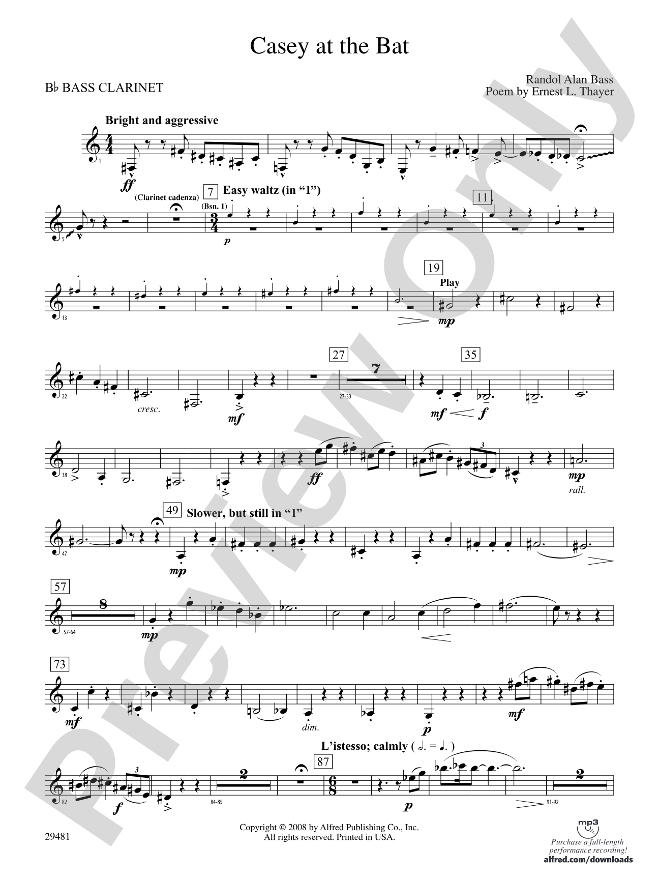 Casey at the Bat: B-flat Bass Clarinet
