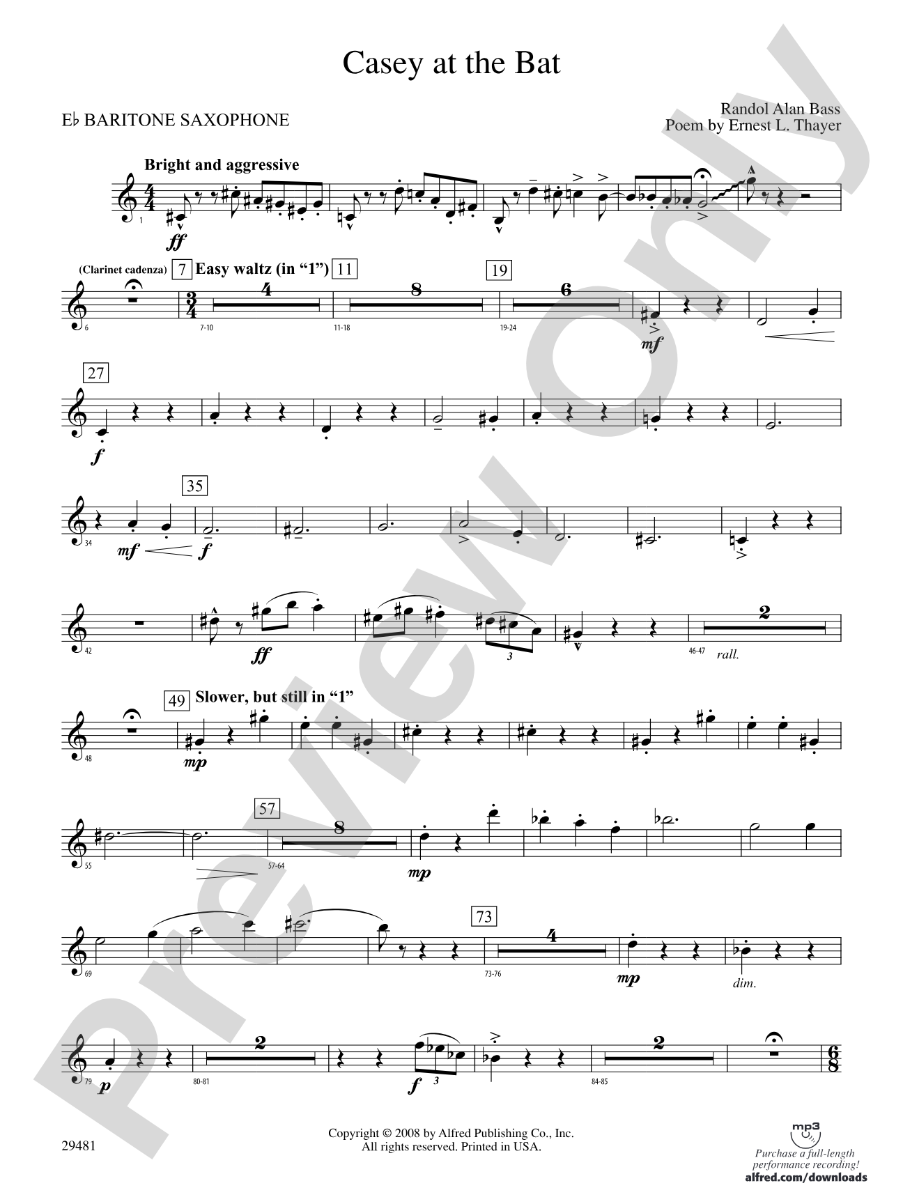 Casey at the Bat: E-flat Baritone Saxophone