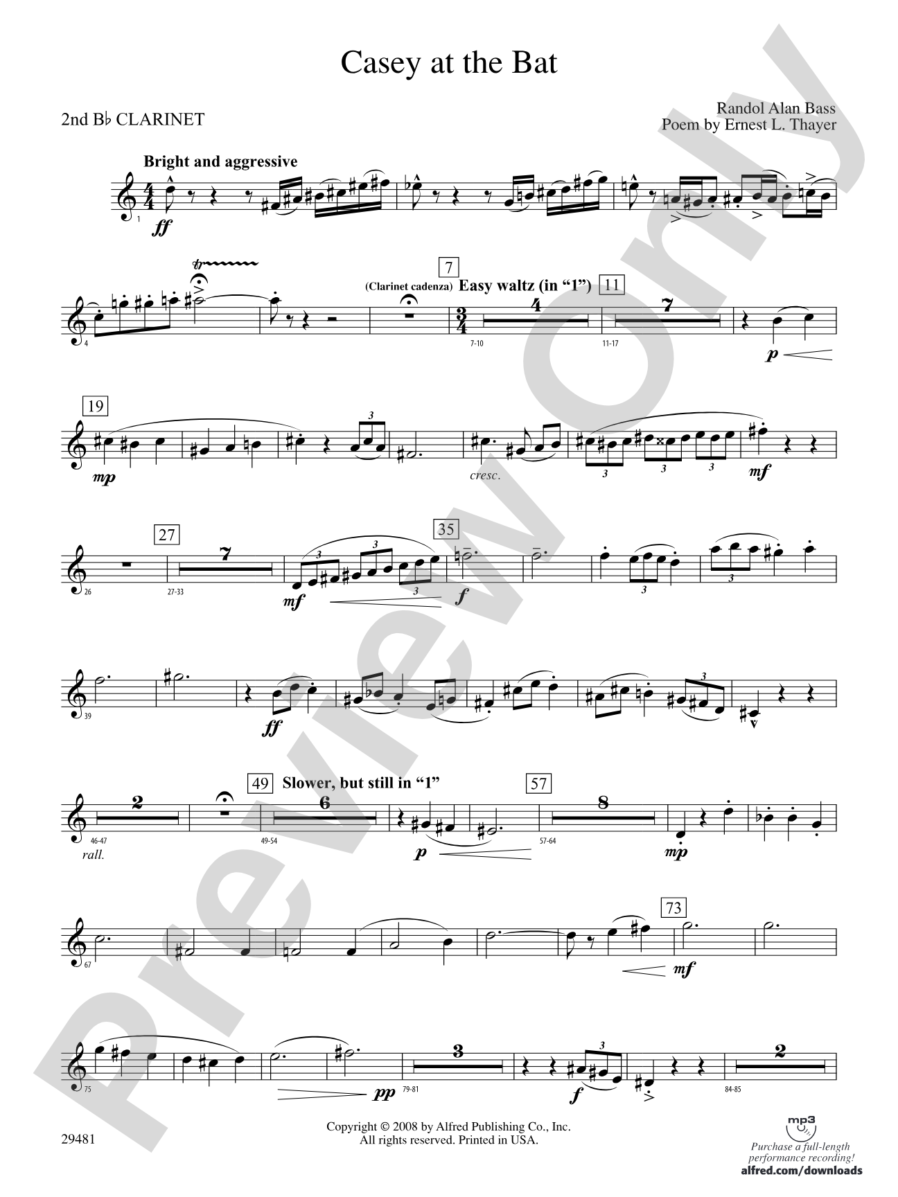 Casey at the Bat: 2nd B-flat Clarinet