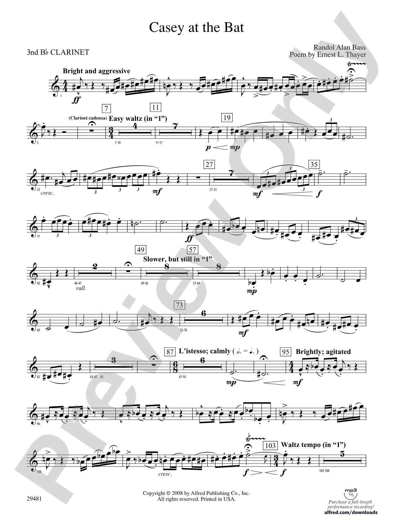 Casey at the Bat: 3rd B-flat Clarinet