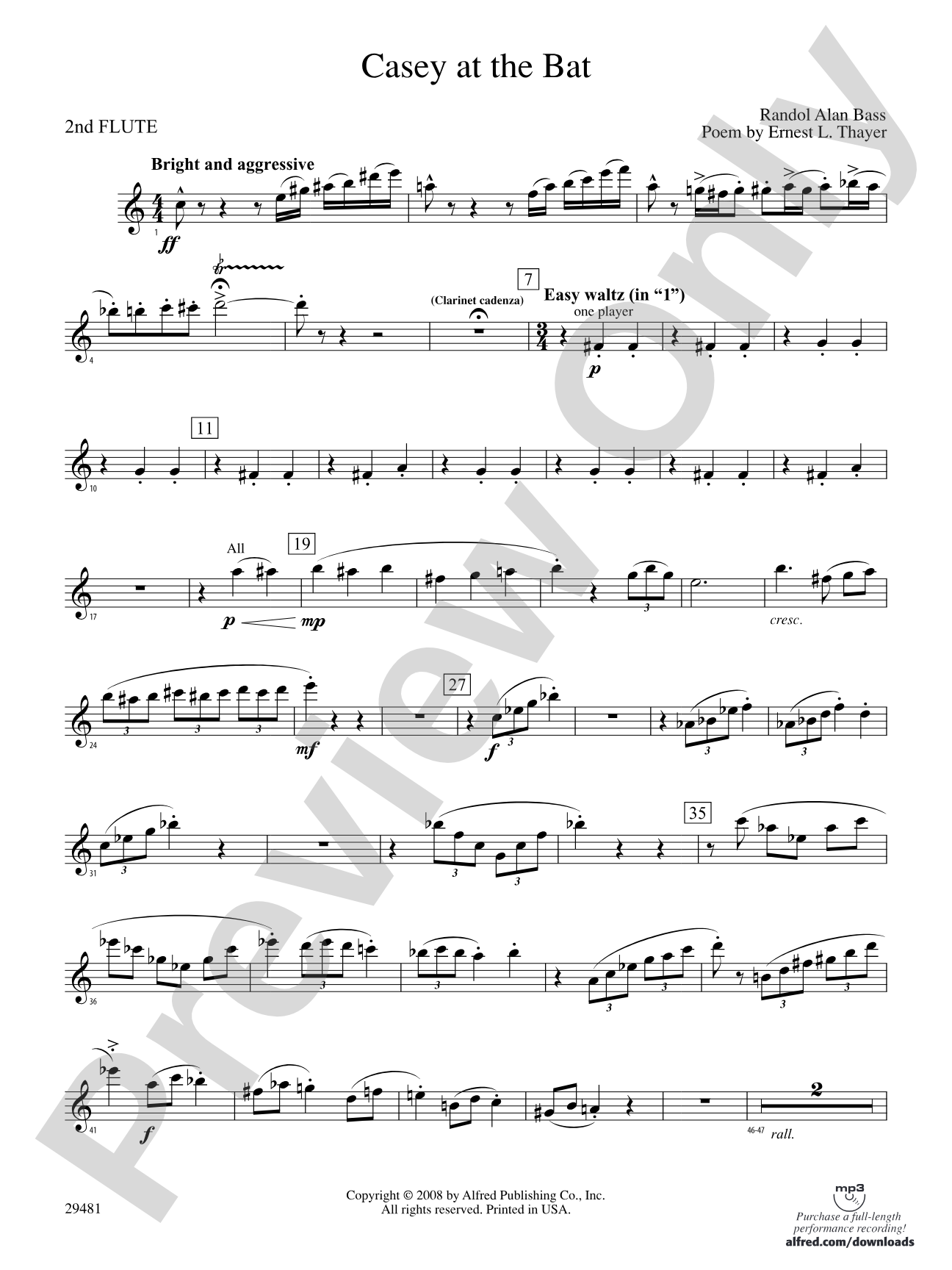 Casey at the Bat: 2nd Flute