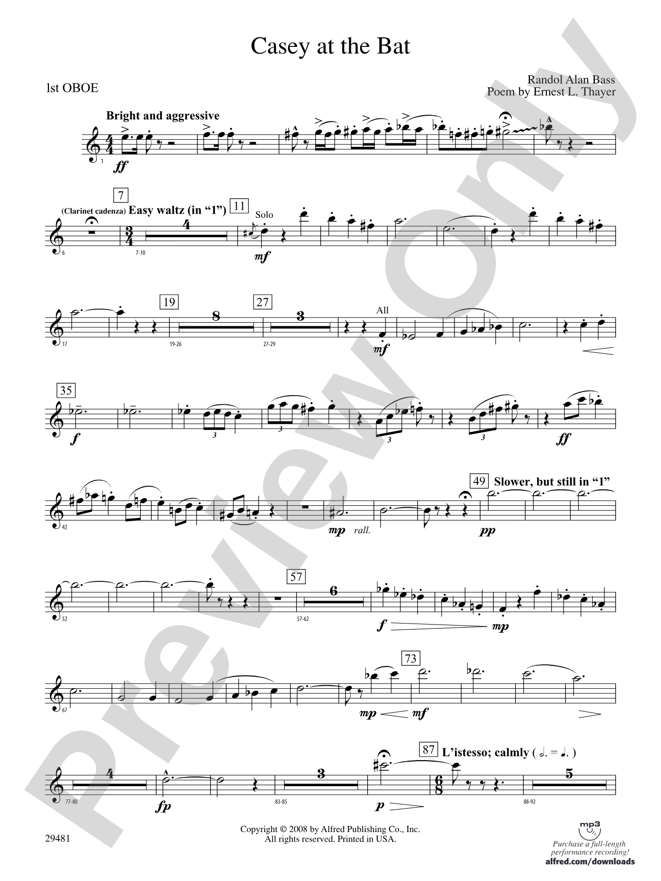 Casey at the Bat: Oboe