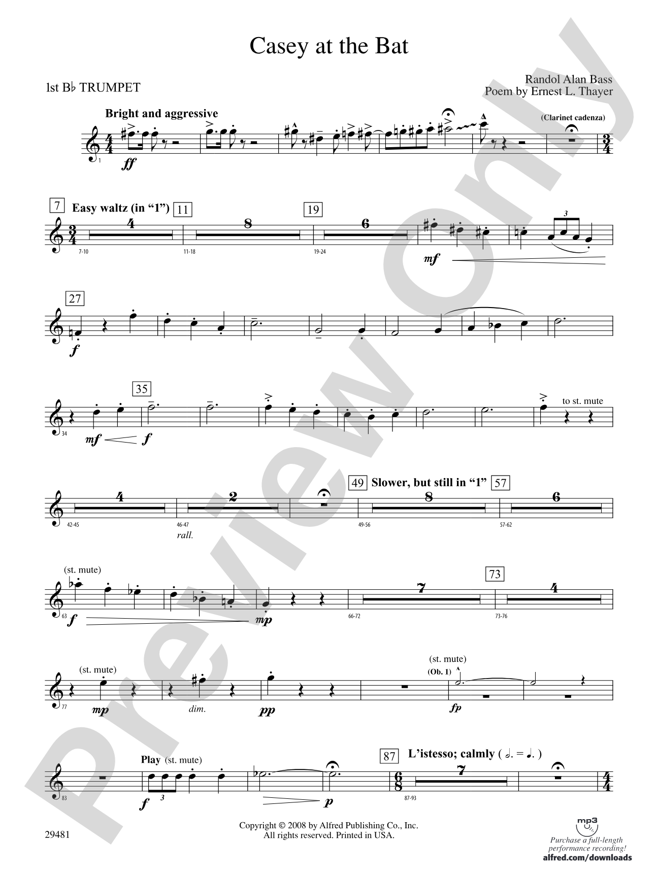 Casey at the Bat: 1st B-flat Trumpet