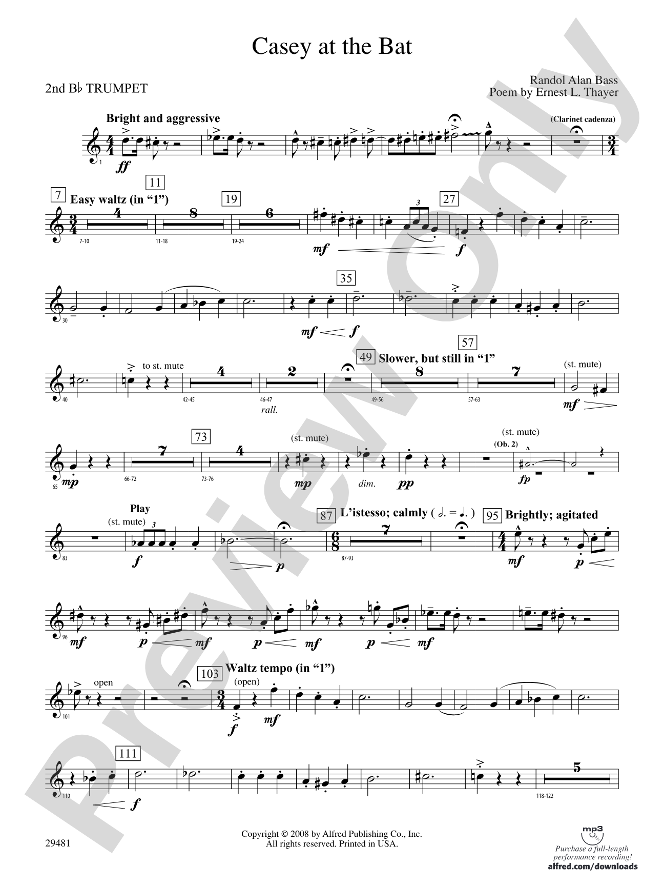 Casey at the Bat: 2nd B-flat Trumpet