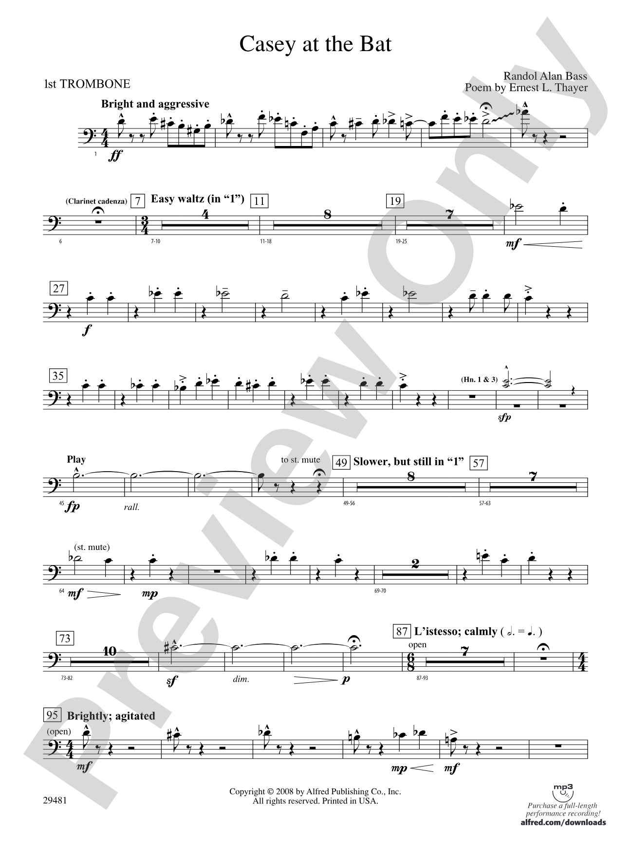 Casey at the Bat: 1st Trombone