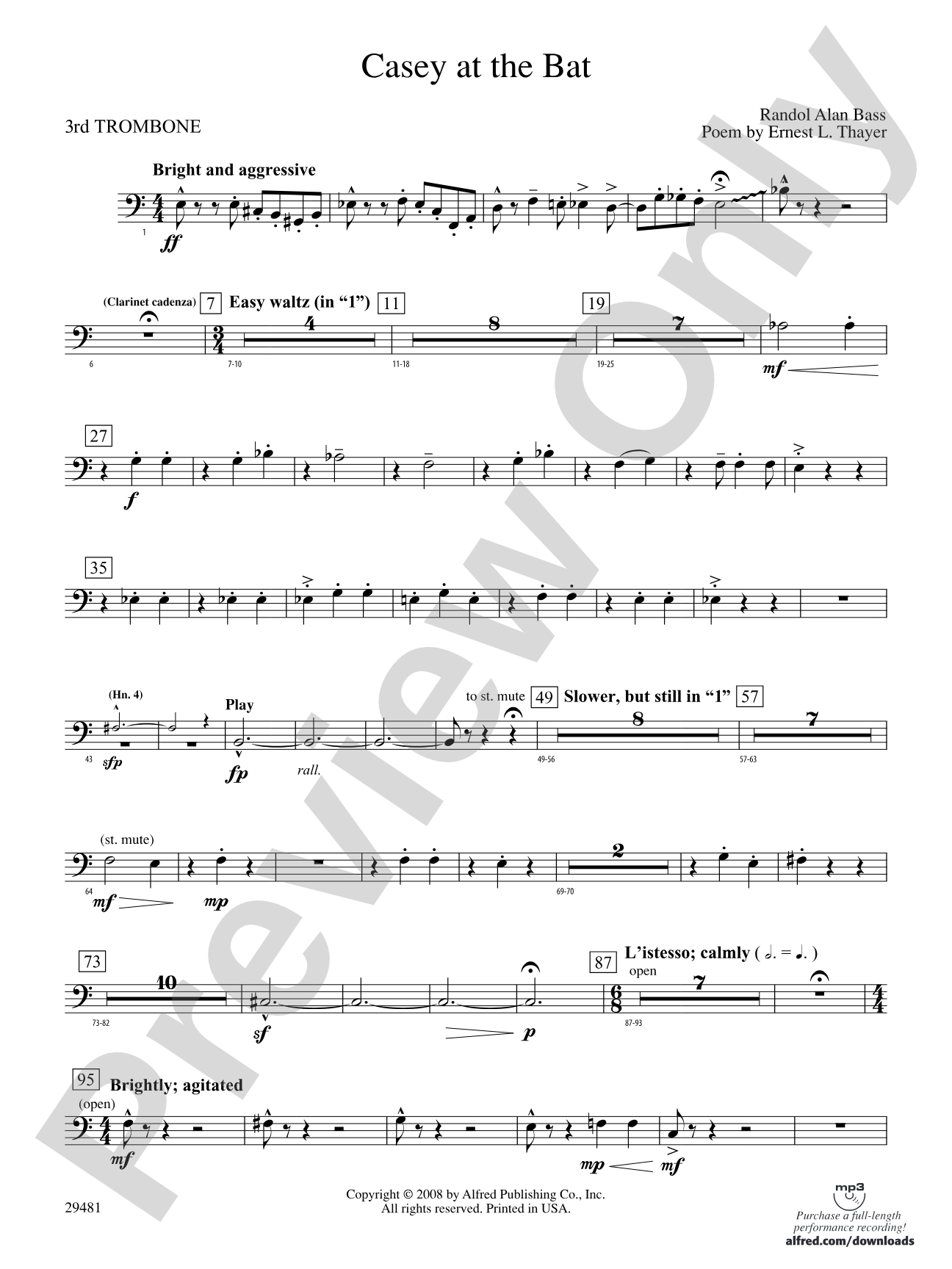 Casey at the Bat: 3rd Trombone