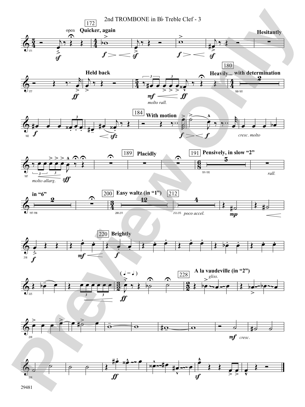 Casey at the Bat: (wp) 2nd B-flat Trombone T.C.