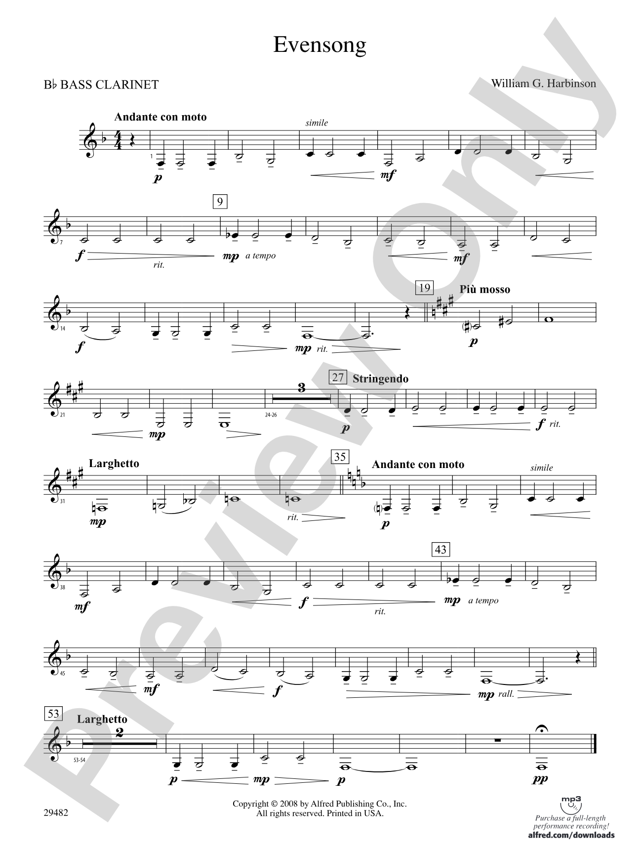 Evensong: B-flat Bass Clarinet