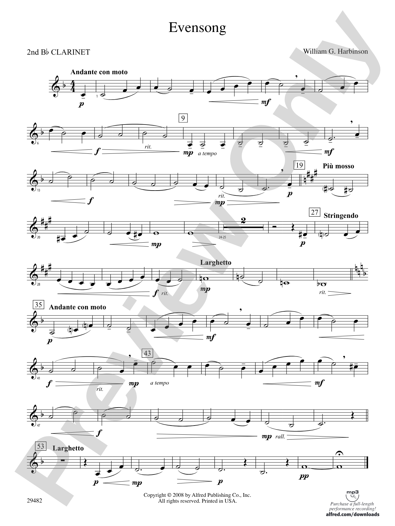 Evensong: 2nd B-flat Clarinet