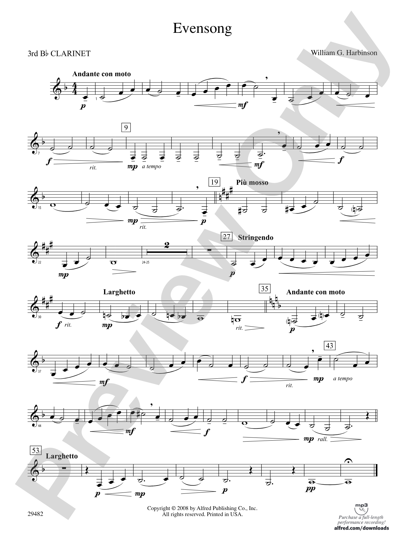 Evensong: 3rd B-flat Clarinet
