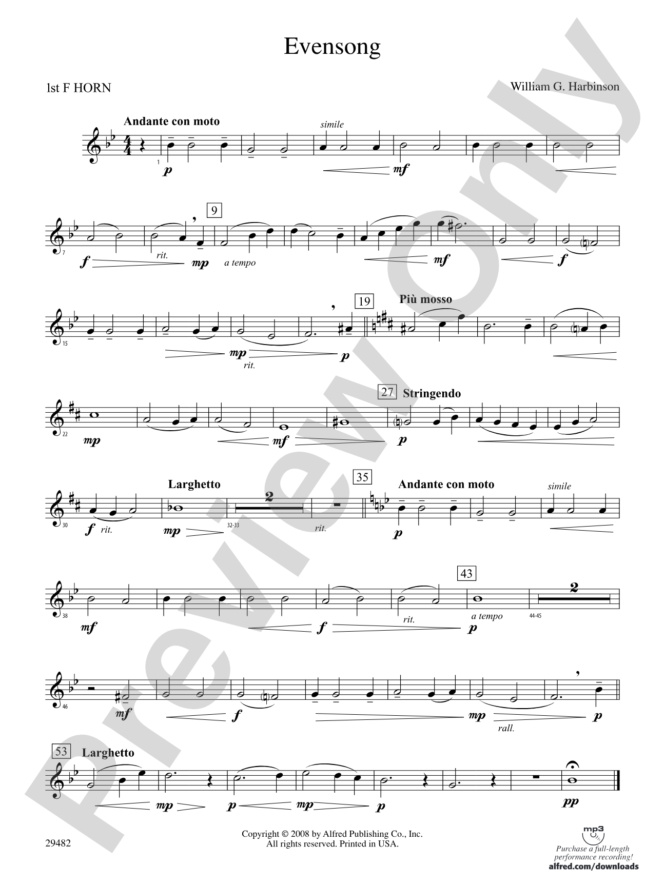Evensong: 1st F Horn