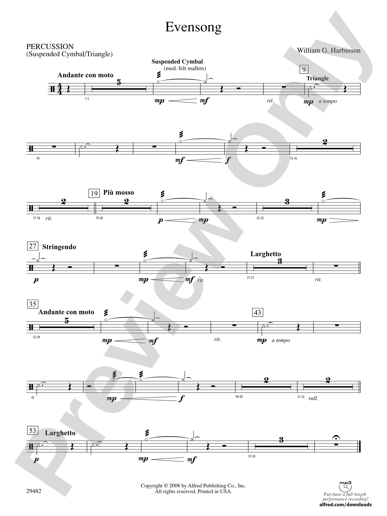 Evensong: 1st Percussion