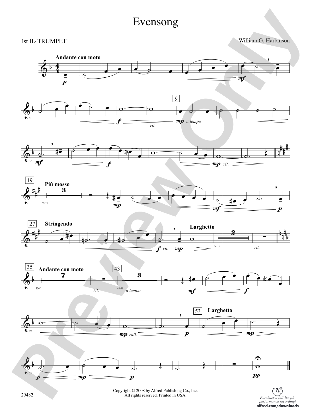 Evensong: 1st B-flat Trumpet