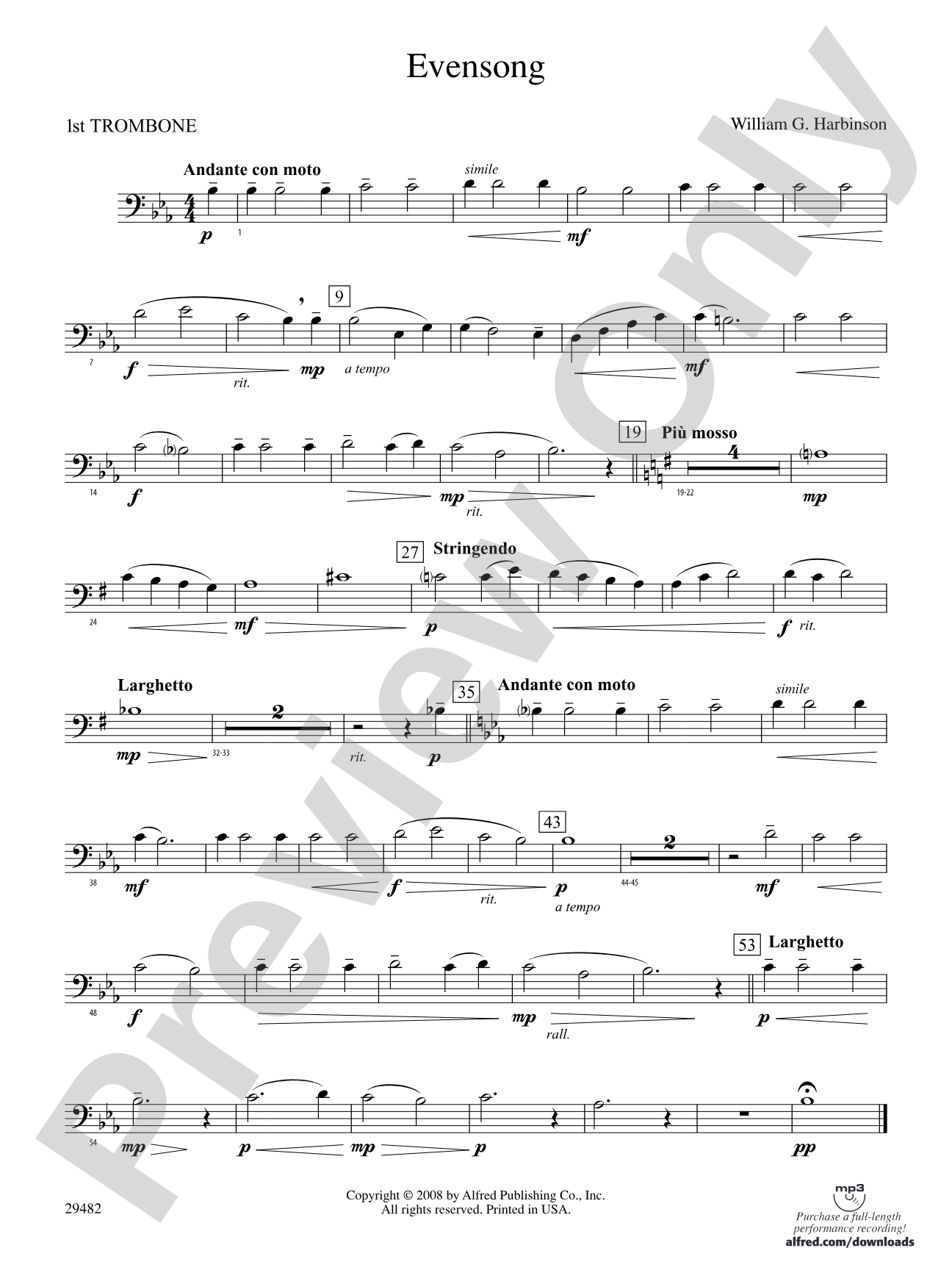 Evensong: 1st Trombone