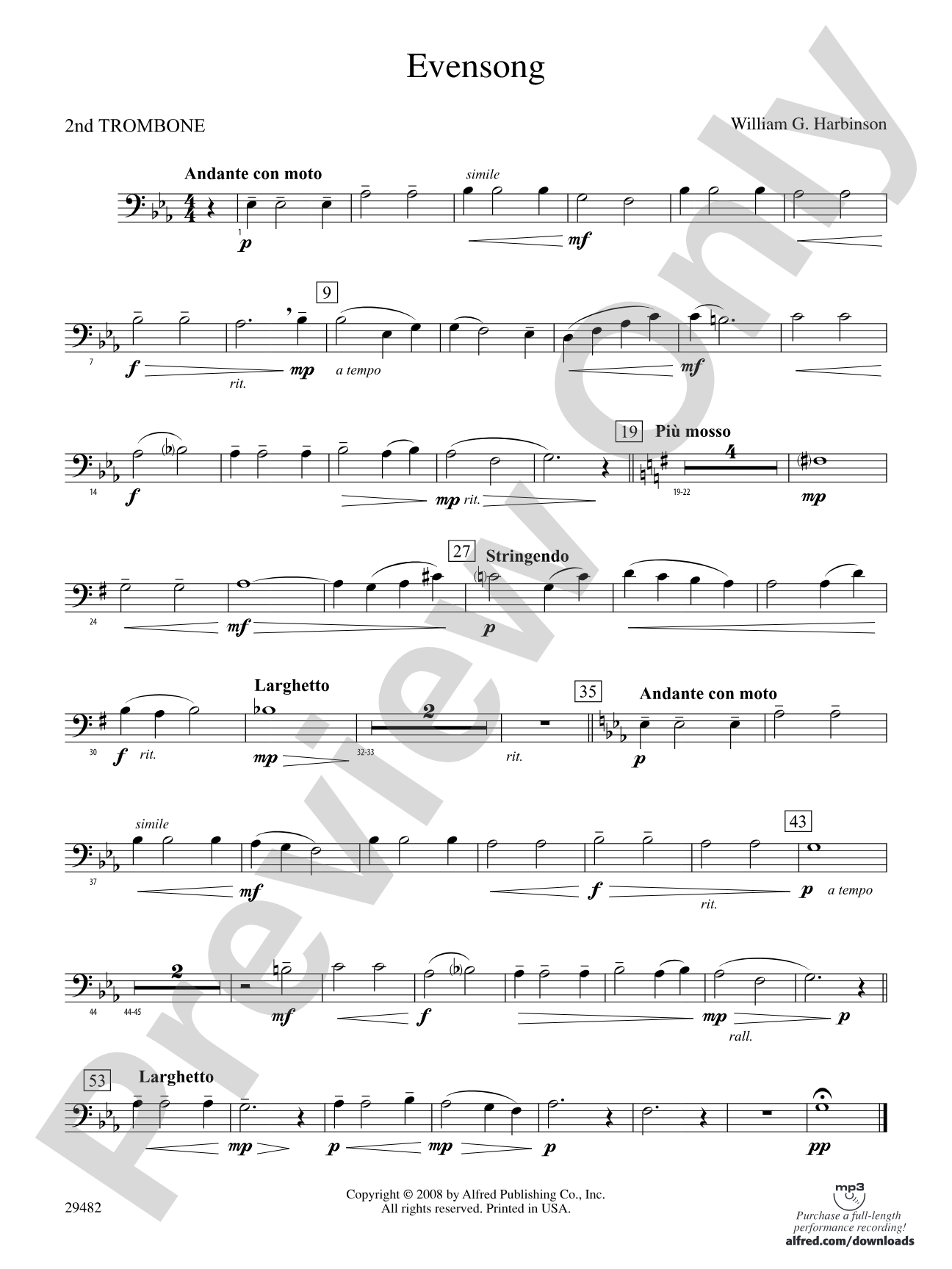 Evensong: 2nd Trombone