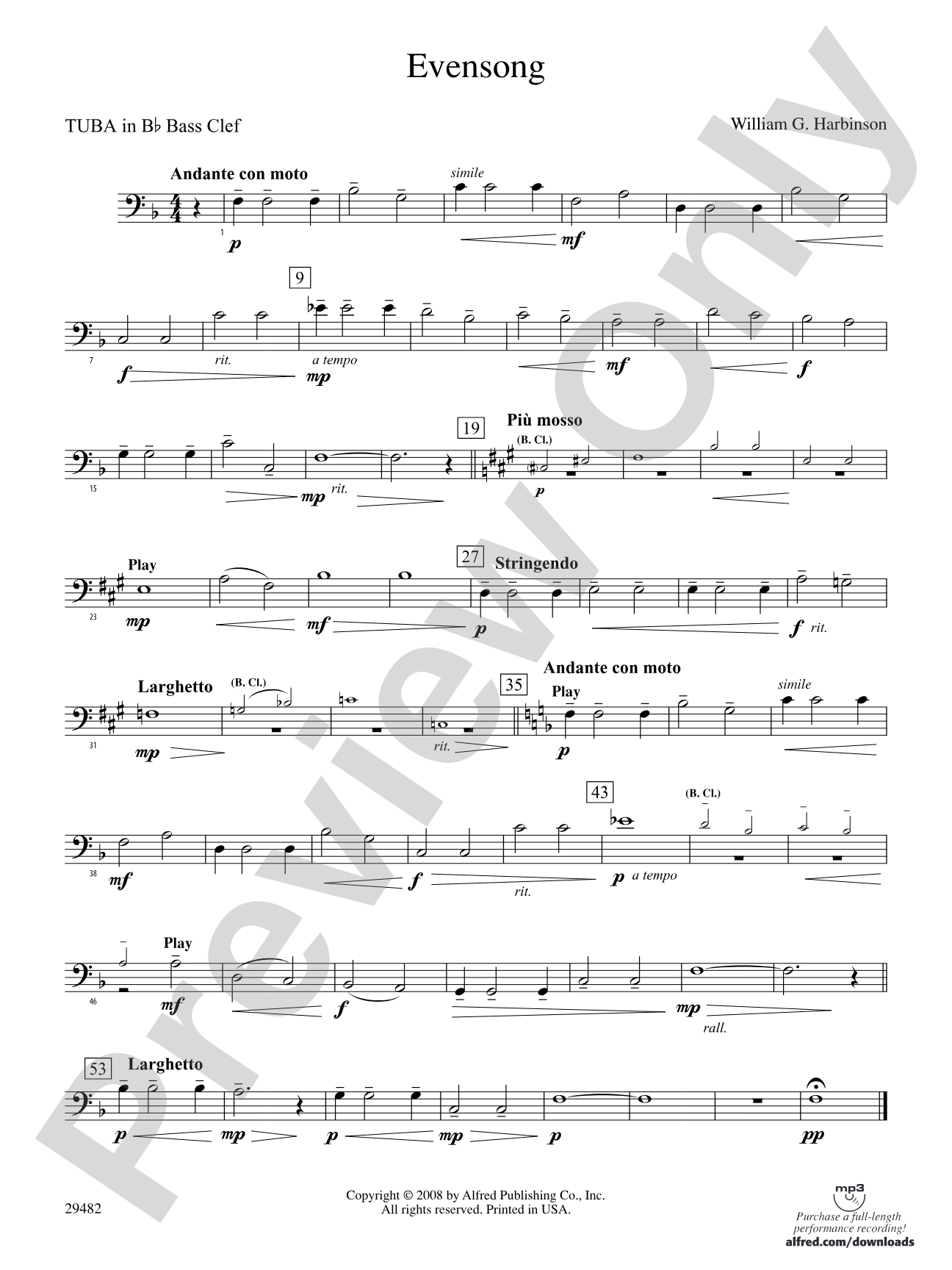 Evensong: (wp) B-flat Tuba B.C.