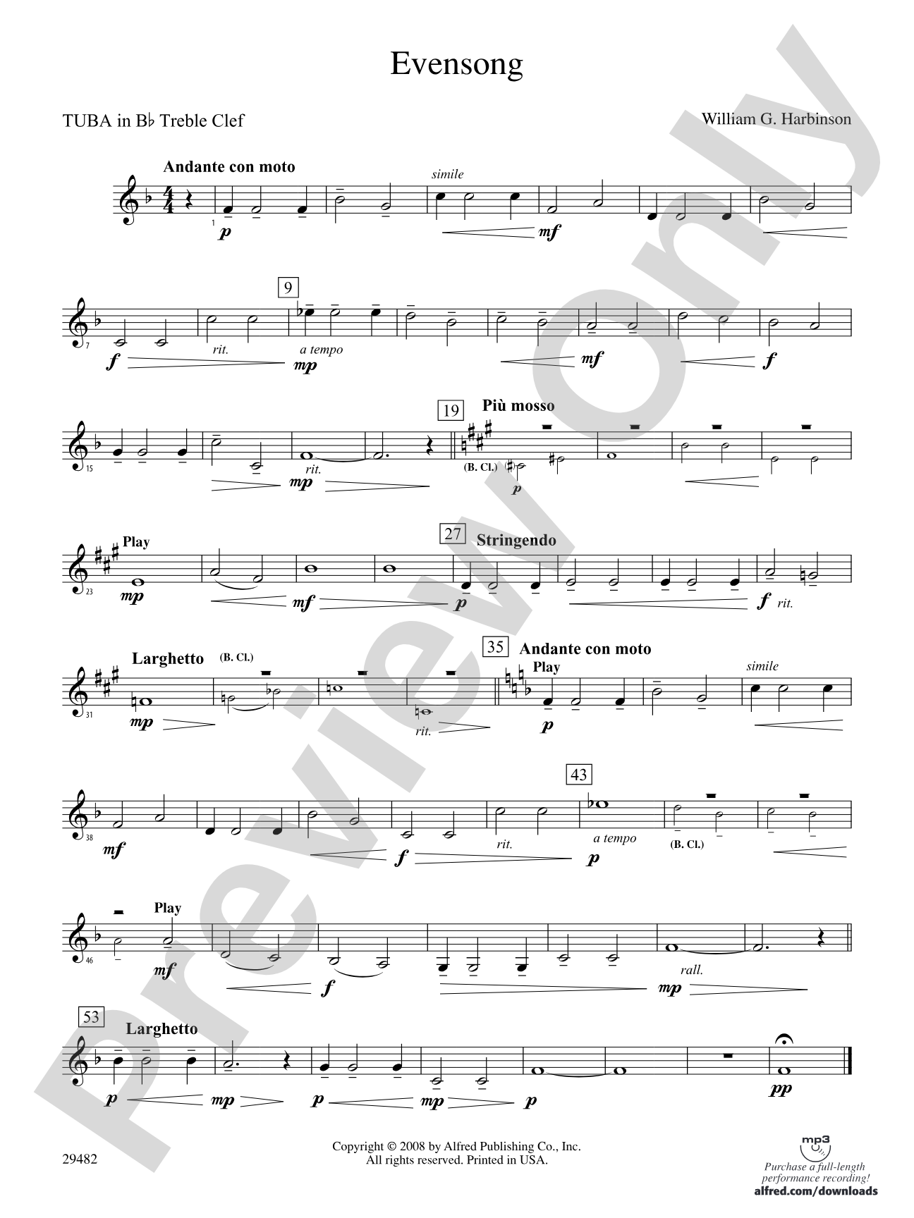 Evensong: (wp) B-flat Tuba T.C.