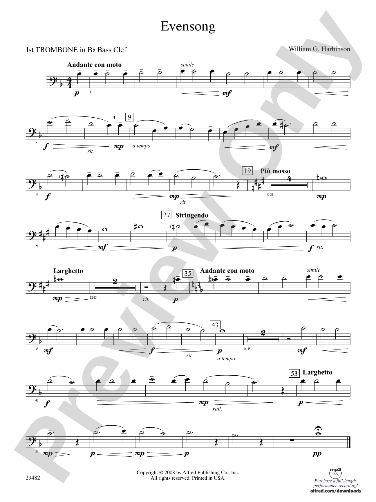 Evensong: (wp) 1st B-flat Trombone B.C.
