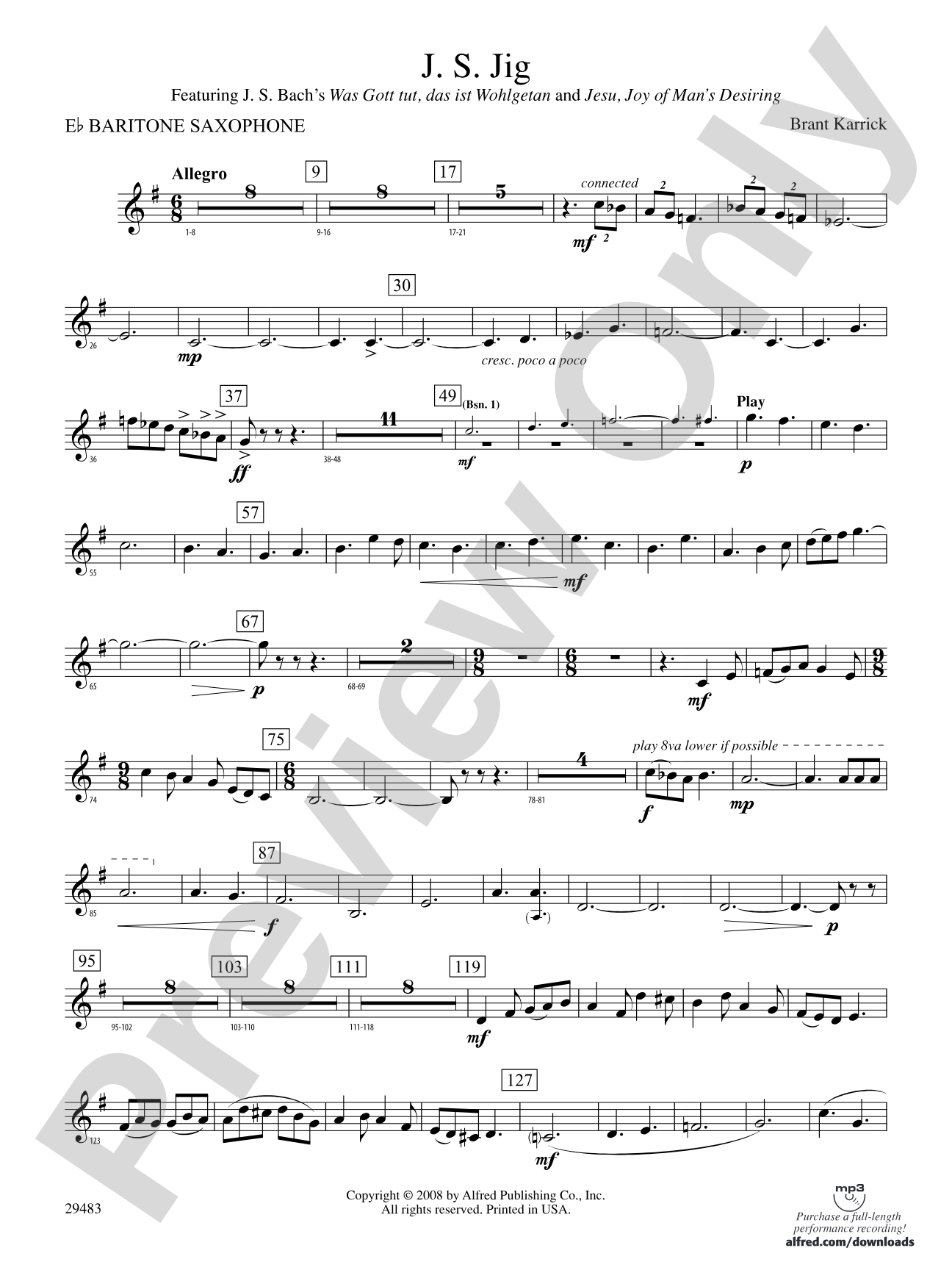 J.S. Jig: E-flat Baritone Saxophone