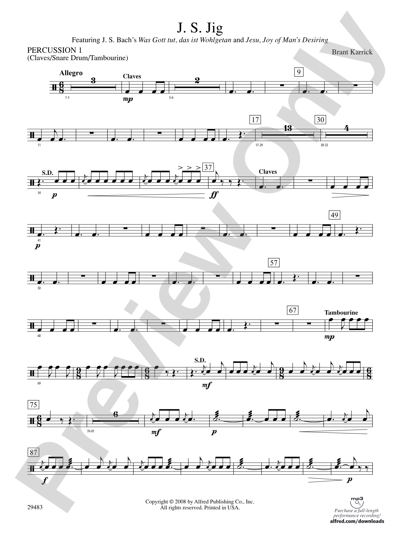 J.S. Jig: 1st Percussion