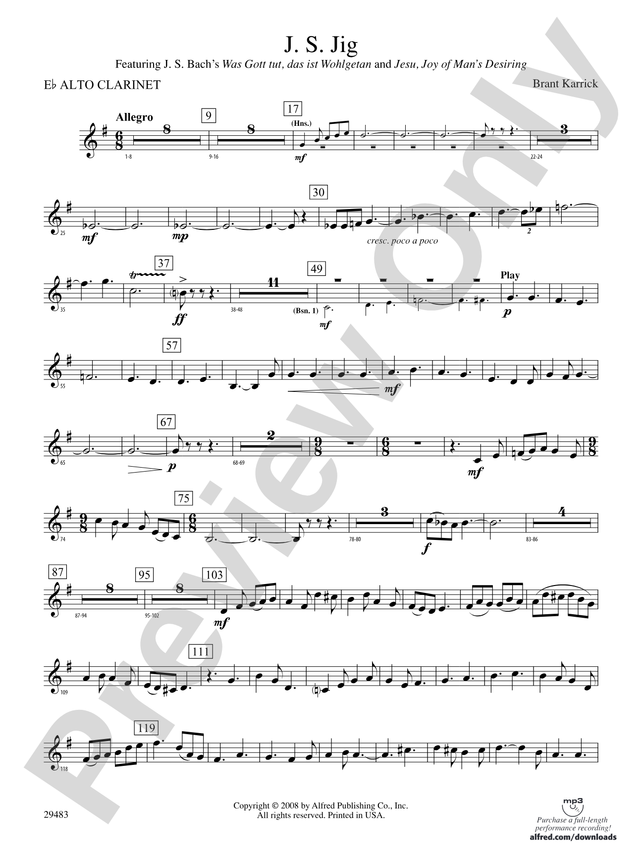 J.S. Jig: (wp) E-flat Alto Clarinet