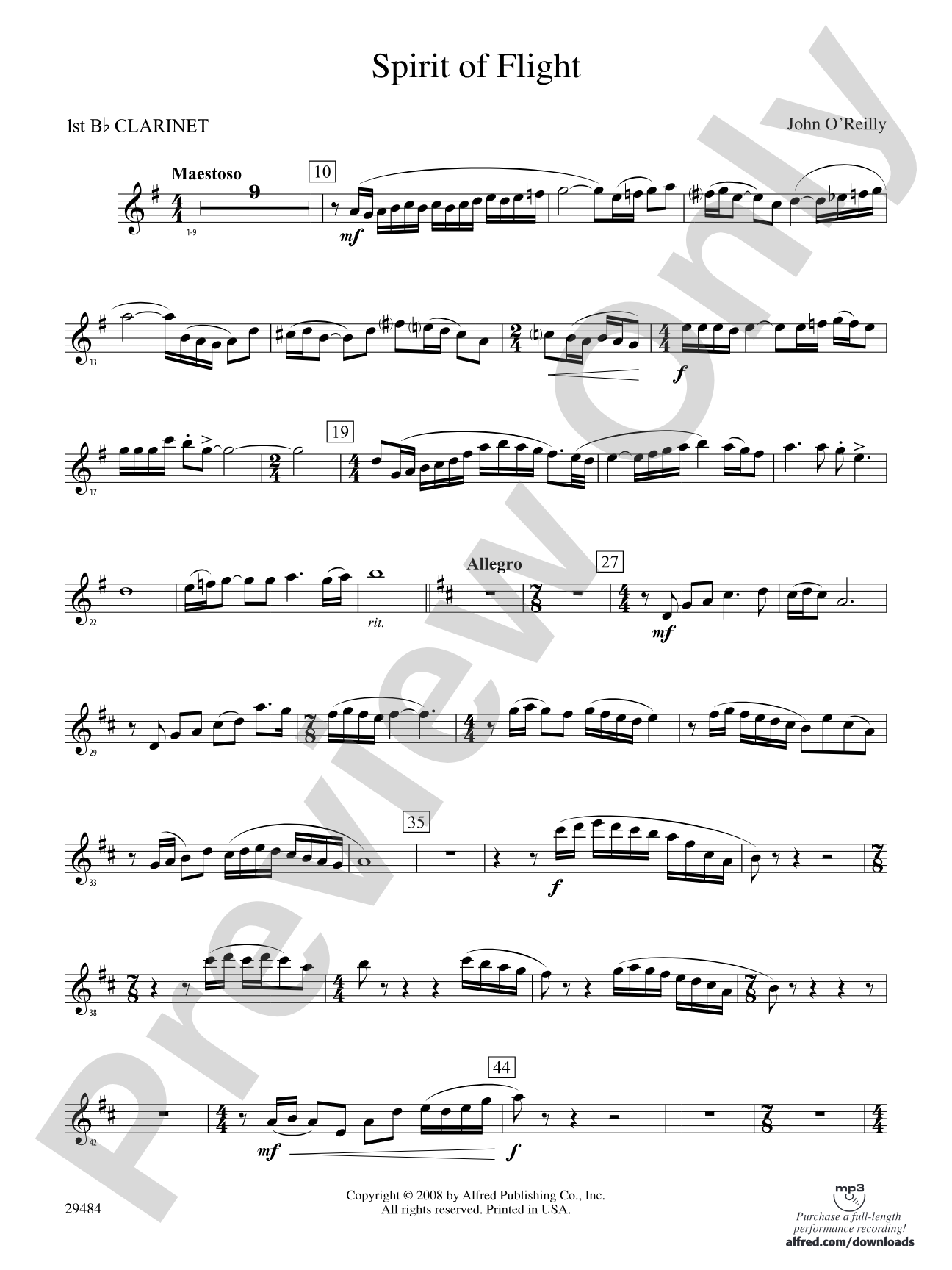Spirit of Flight: 1st B-flat Clarinet