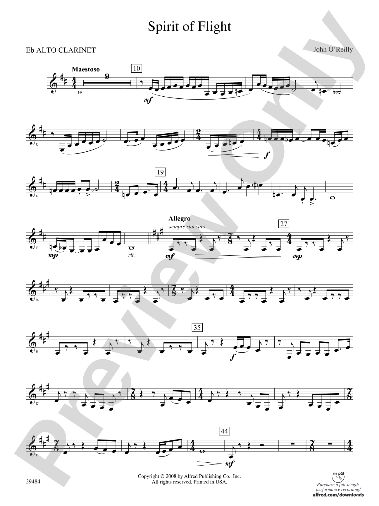 Spirit of Flight: (wp) E-flat Alto Clarinet