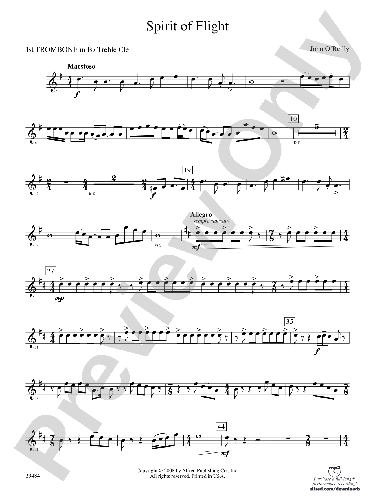 Spirit of Flight: (wp) 1st B-flat Trombone T.C.
