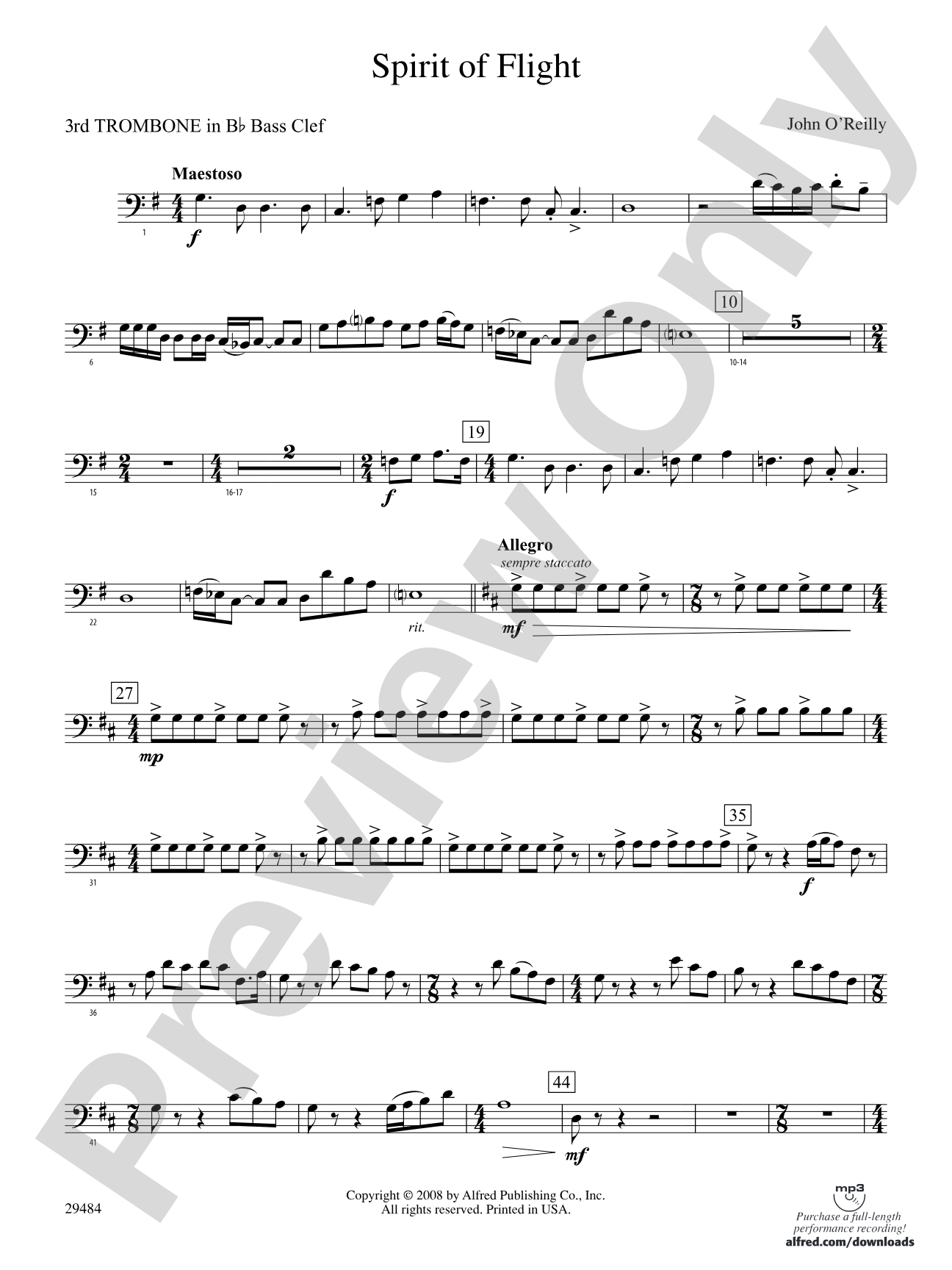 Spirit of Flight: (wp) 3rd B-flat Trombone B.C.