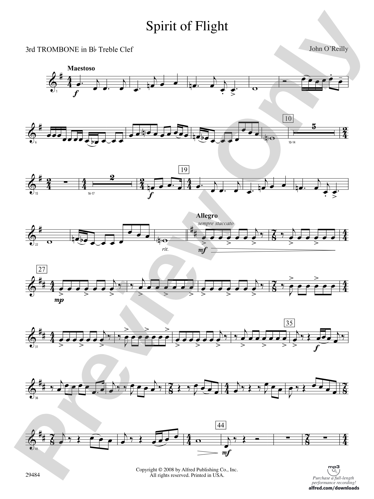 Spirit of Flight: (wp) 3rd B-flat Trombone T.C.