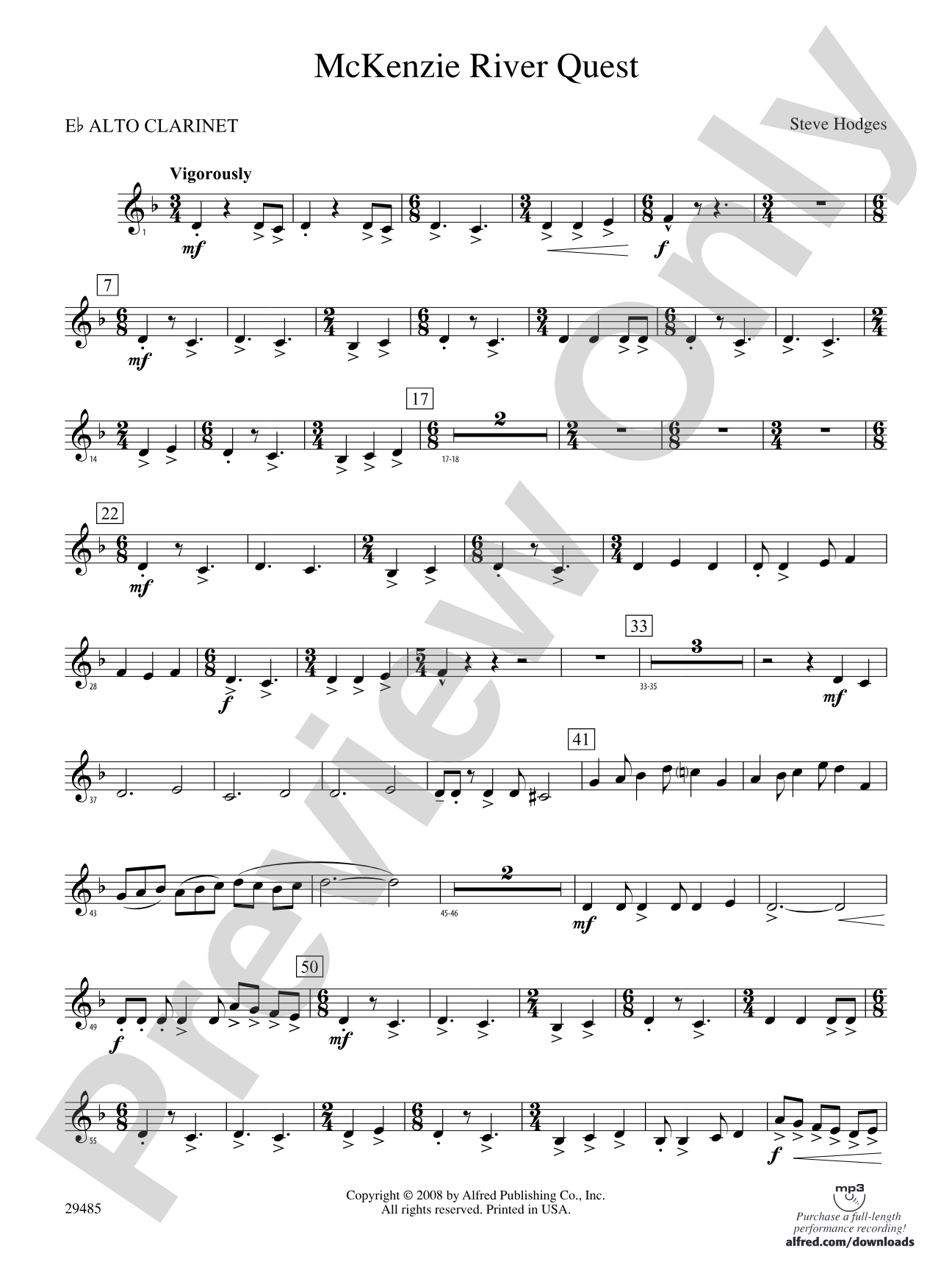 McKenzie River Quest: (wp) E-flat Alto Clarinet