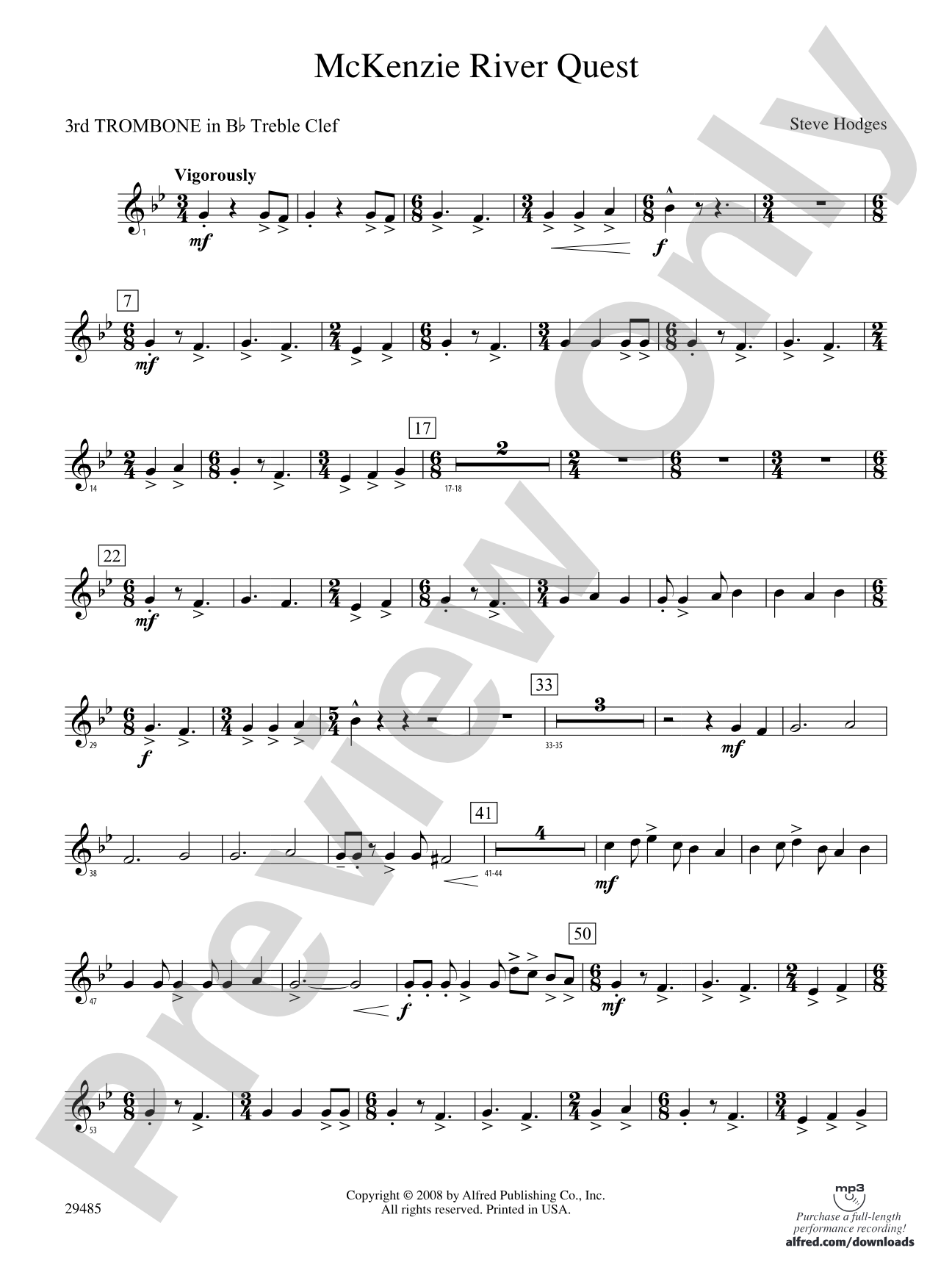 McKenzie River Quest: (wp) 3rd B-flat Trombone T.C.