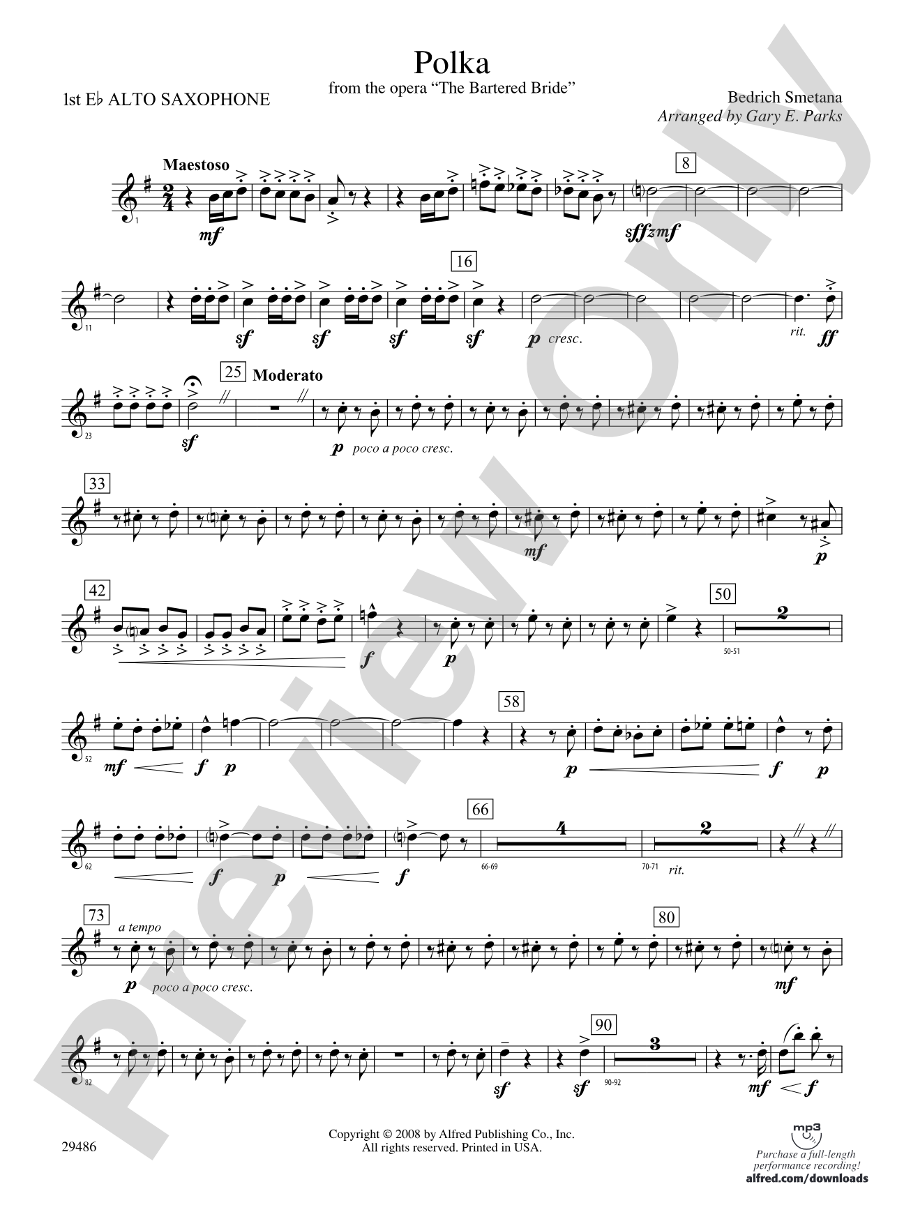 Polka from The Bartered Bride: E-flat Alto Saxophone