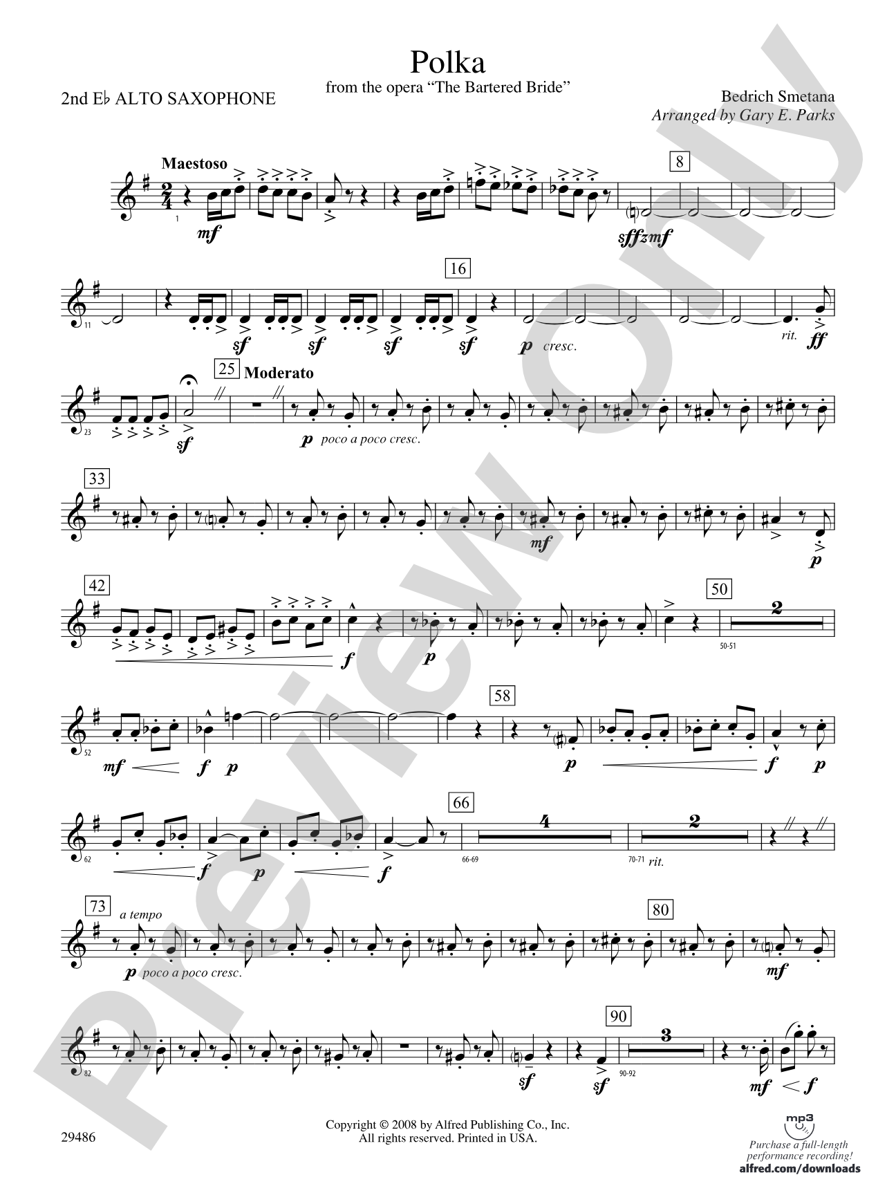 Polka from The Bartered Bride: 2nd E-flat Alto Saxophone