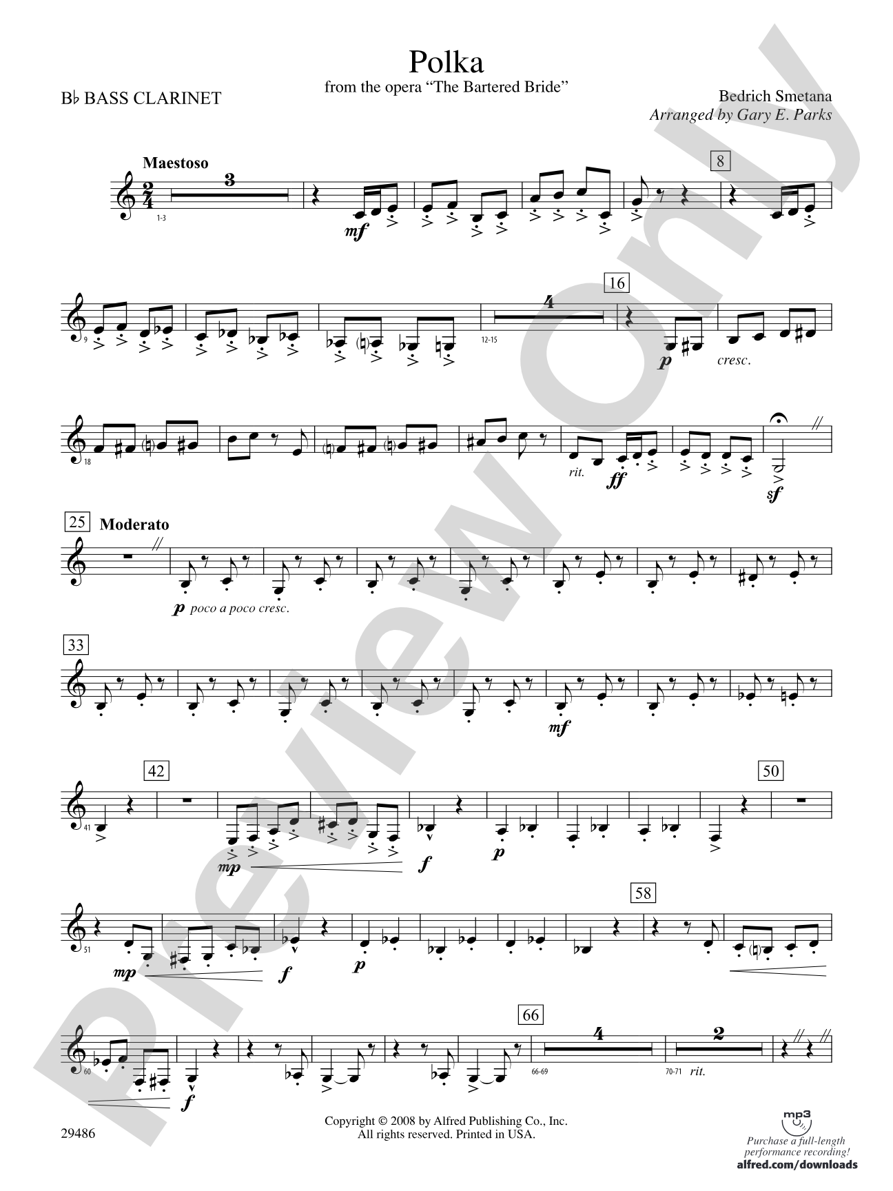 Polka from The Bartered Bride: B-flat Bass Clarinet