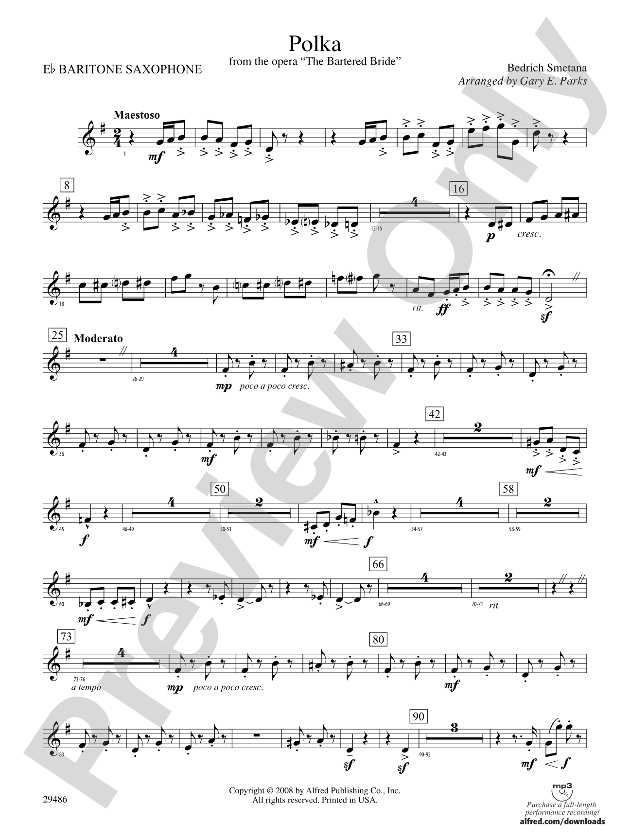 Polka from The Bartered Bride: E-flat Baritone Saxophone
