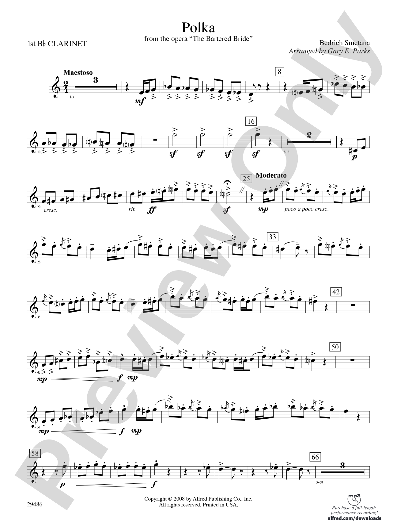 Polka from The Bartered Bride: 1st B-flat Clarinet