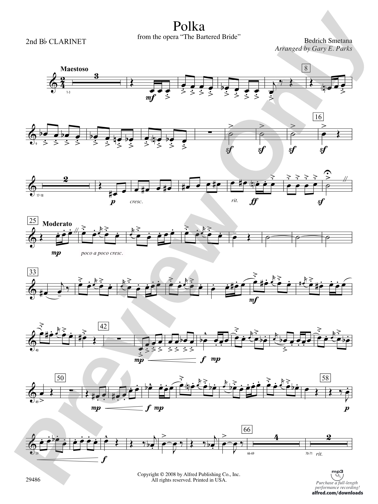 Polka from The Bartered Bride: 2nd B-flat Clarinet