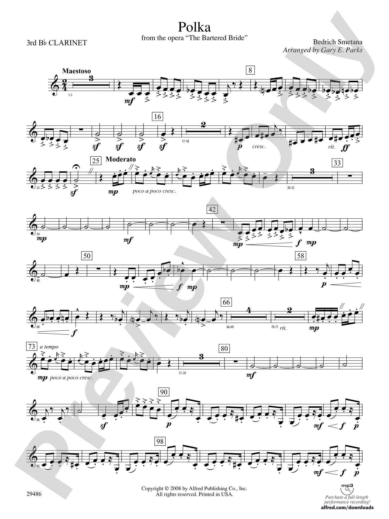Polka from The Bartered Bride: 3rd B-flat Clarinet