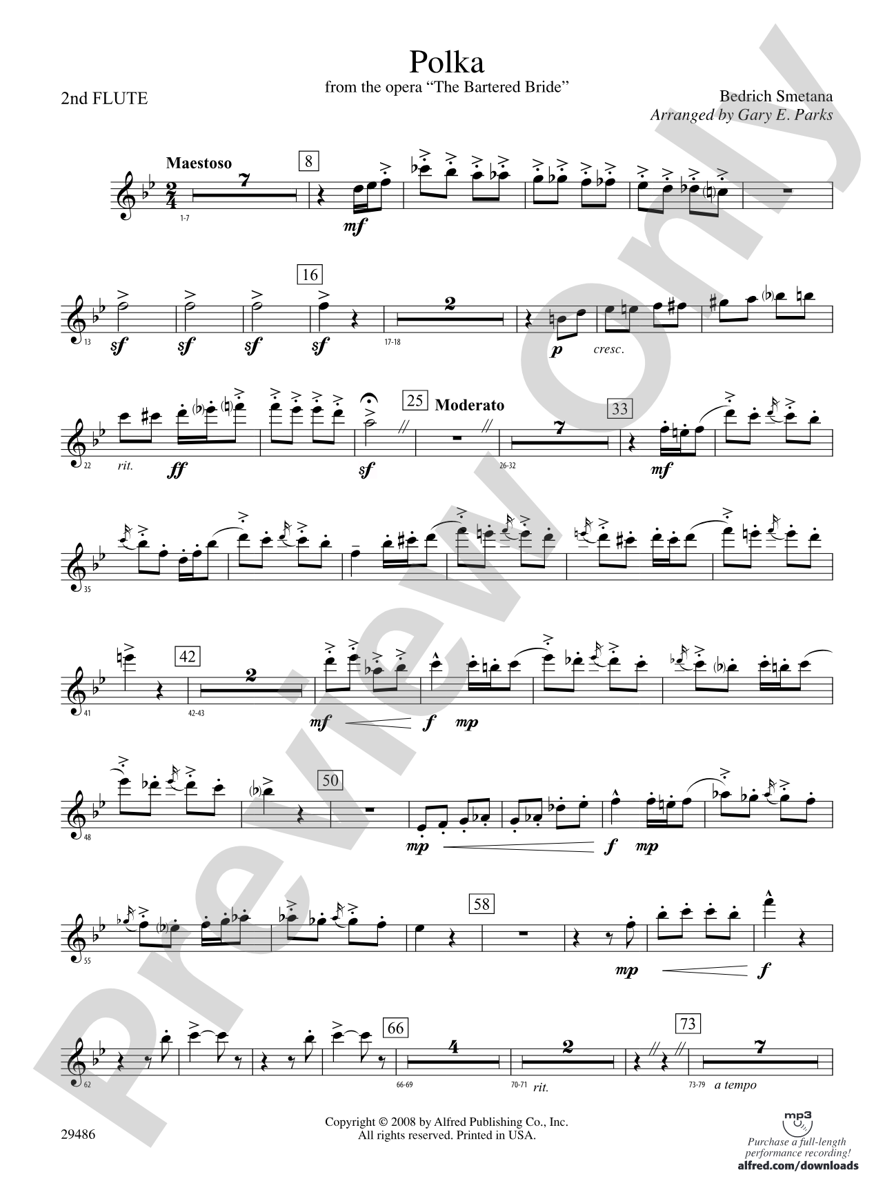 Polka from The Bartered Bride: 2nd Flute