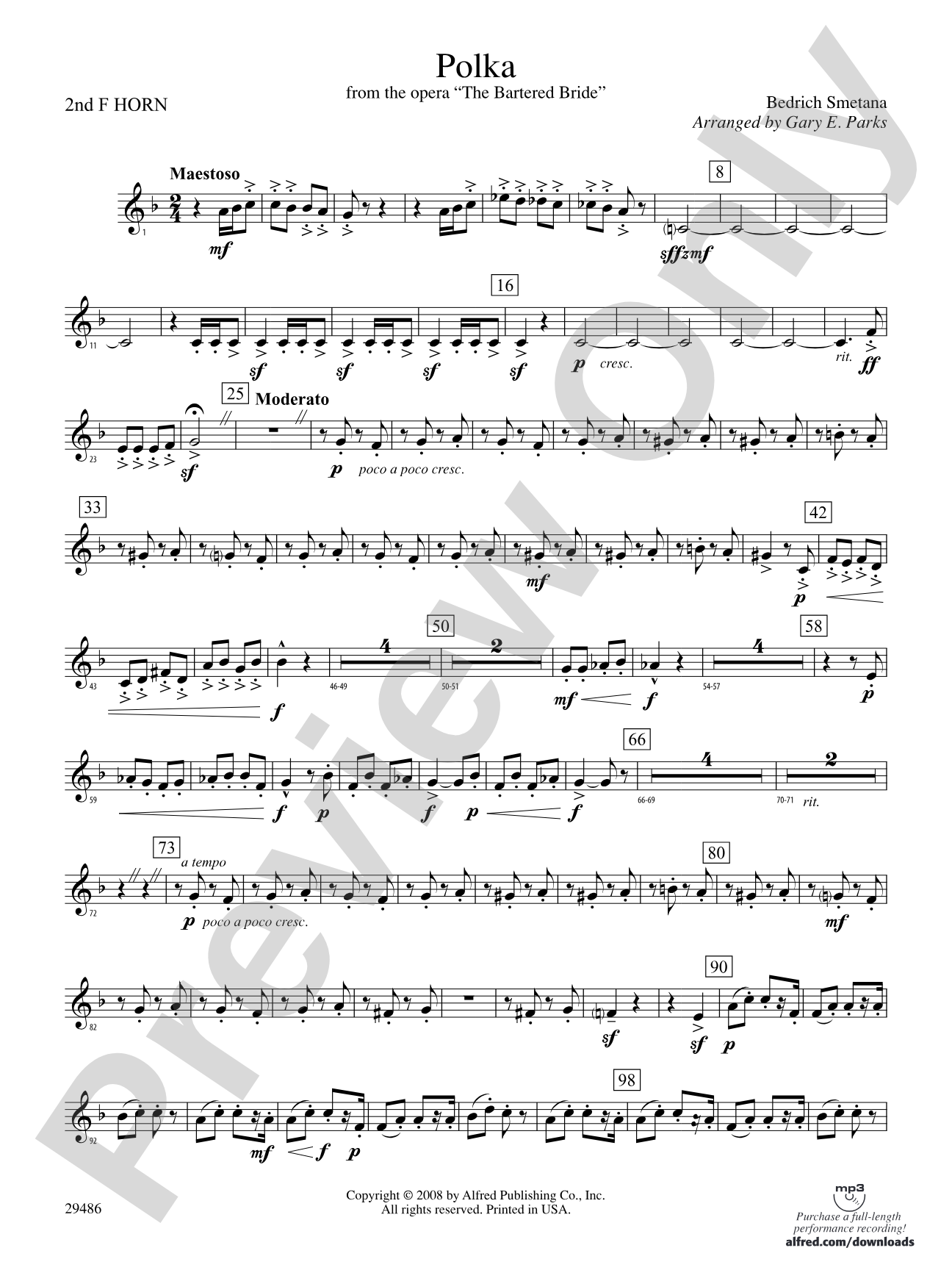Polka from The Bartered Bride: 2nd F Horn