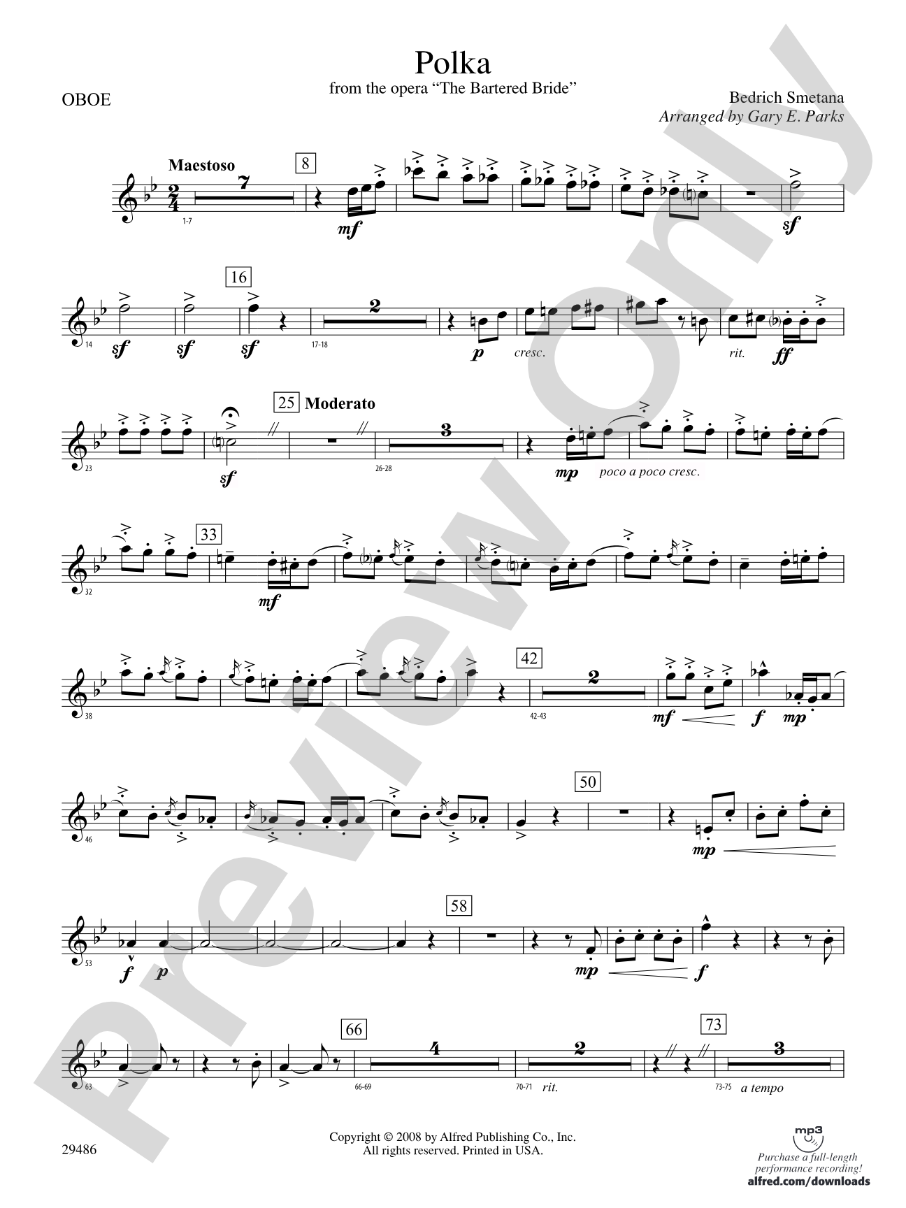 Polka from The Bartered Bride: Oboe