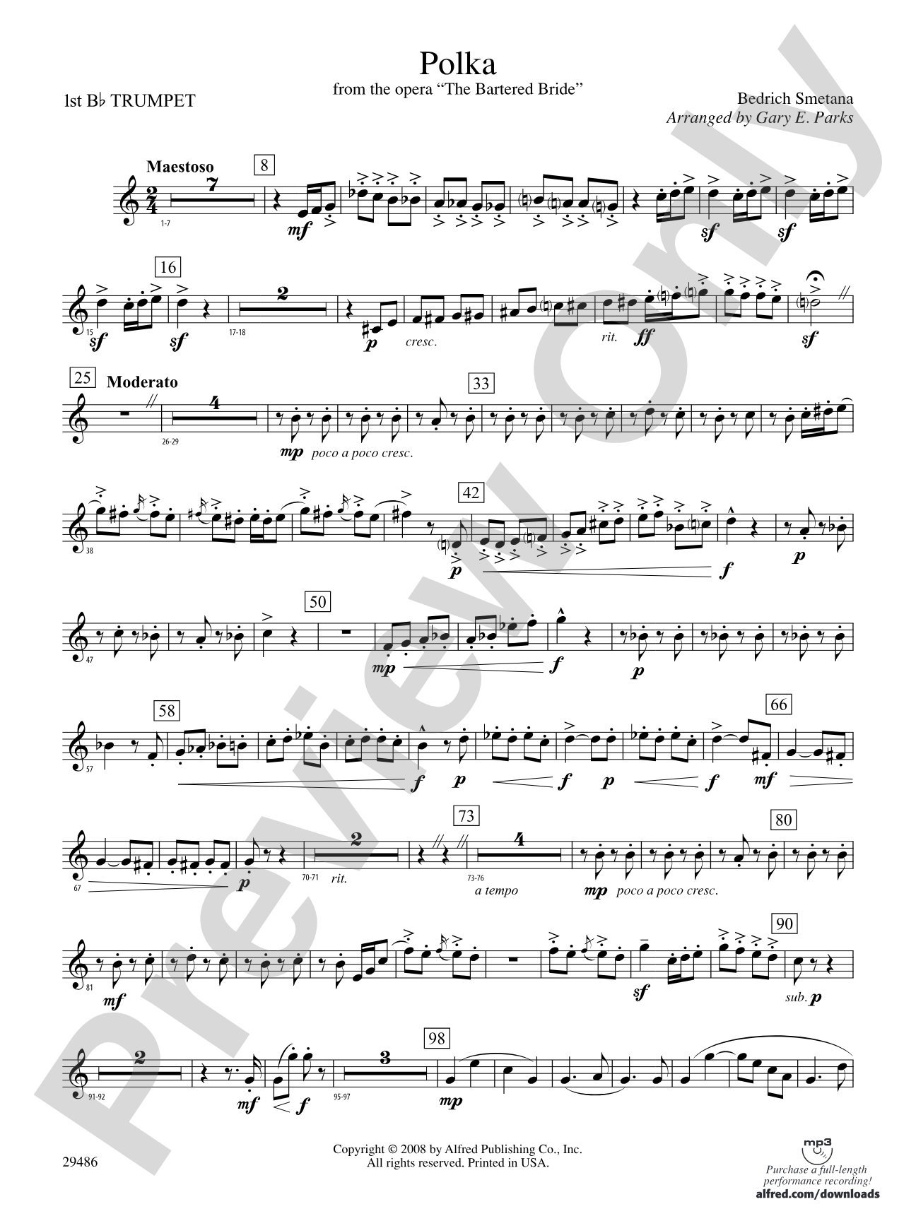 Polka from The Bartered Bride: 1st B-flat Trumpet