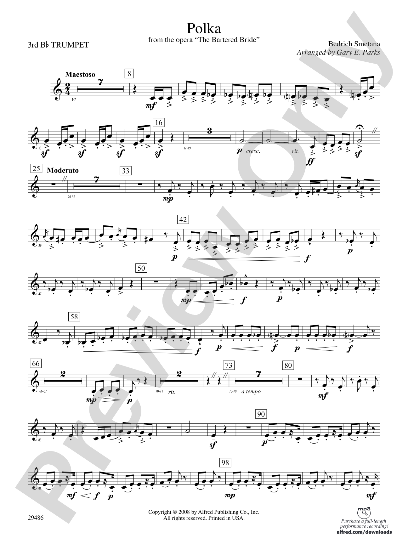 Polka from The Bartered Bride: 3rd B-flat Trumpet