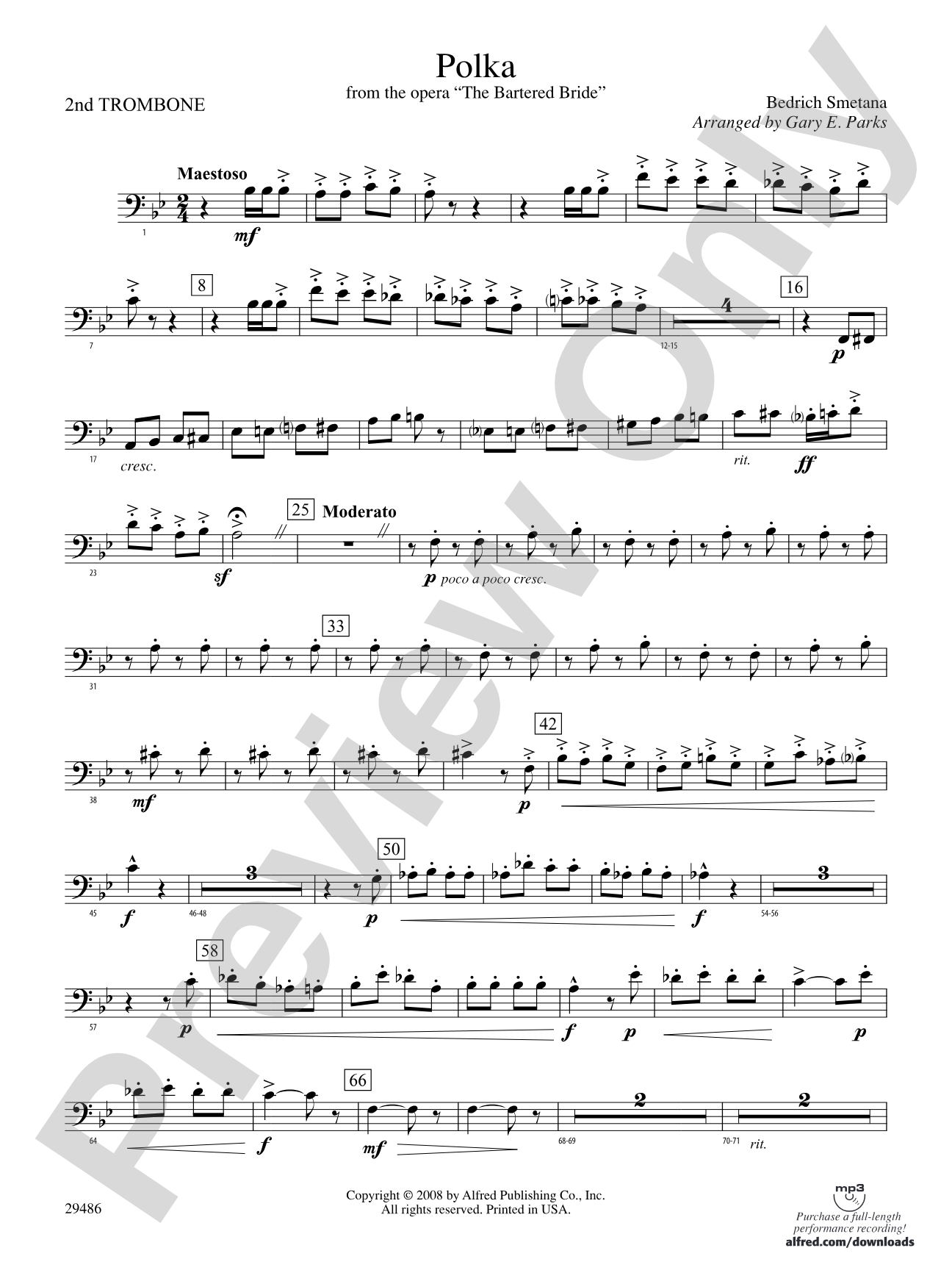 Polka from The Bartered Bride: 2nd Trombone