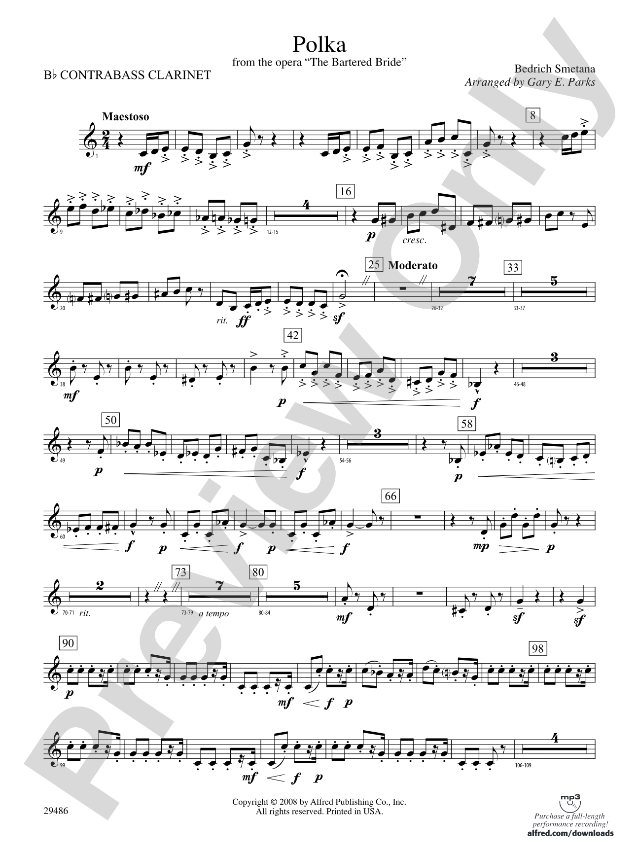Polka from The Bartered Bride: (wp) B-flat Contrabass Clarinet